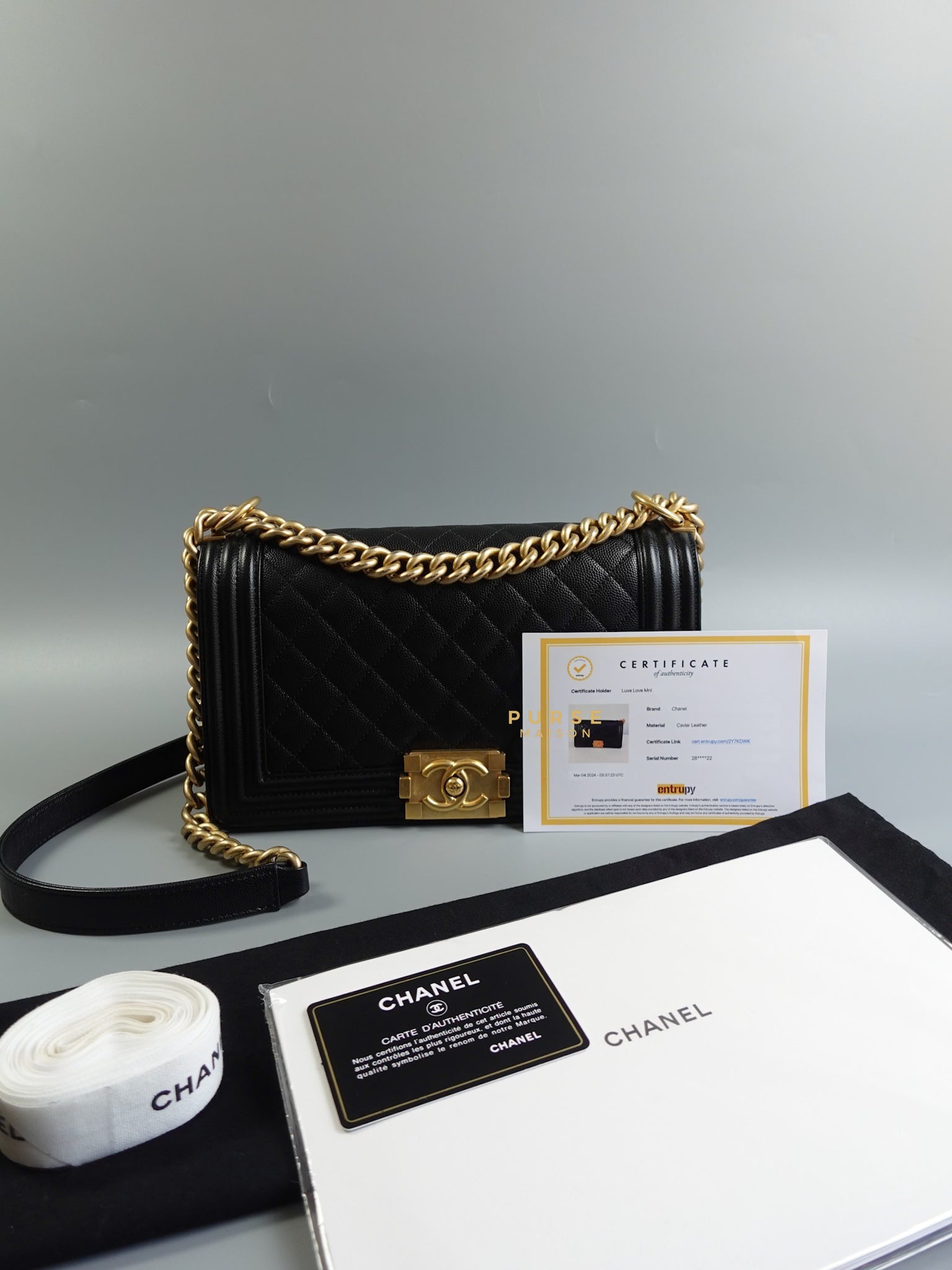 Le Boy Old Medium in Black Caviar Leather and Gold Hardware