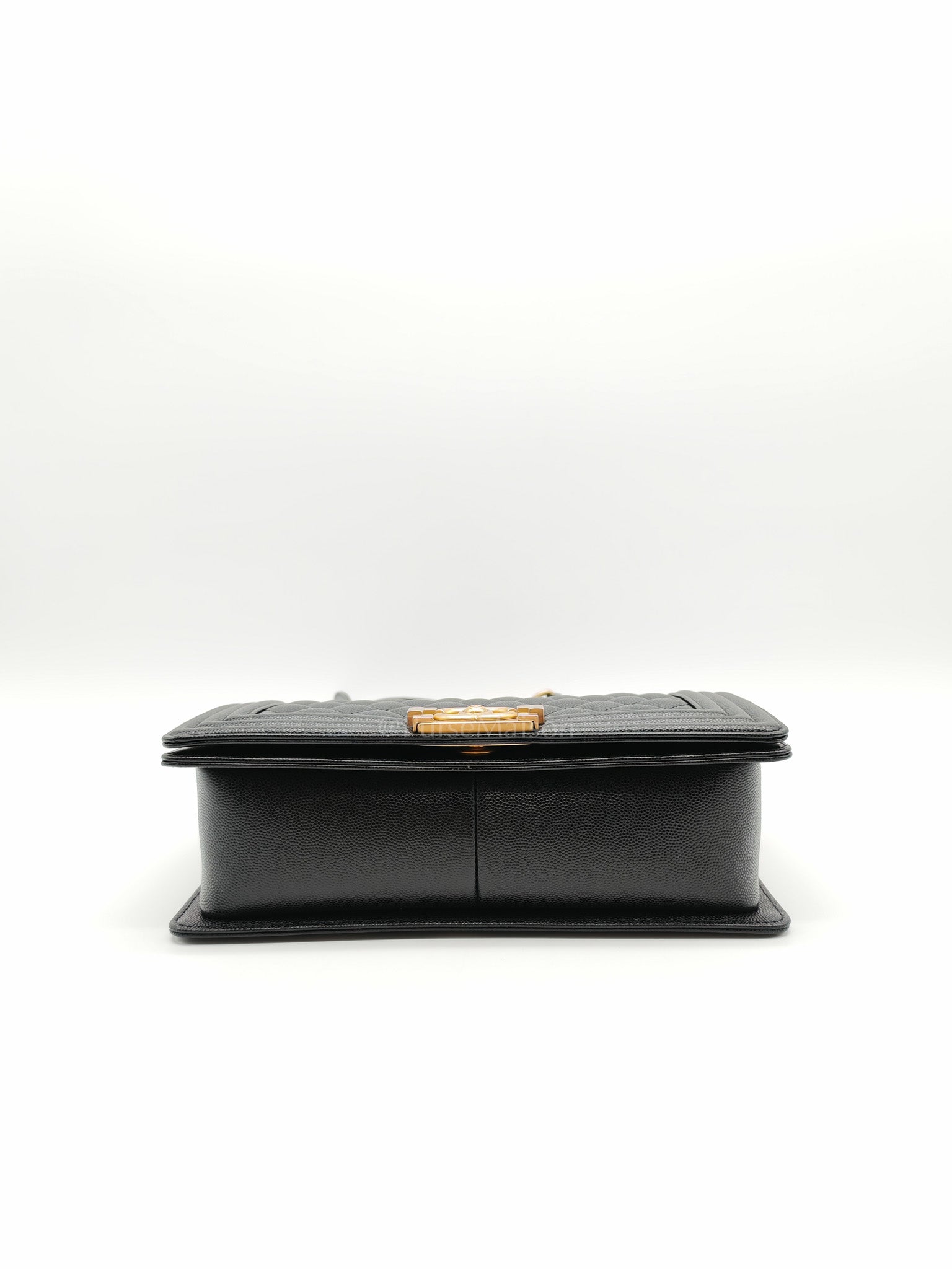 Le Boy Old Medium in Black Quilted Caviar Leather & Aged Gold Hardware Microchip | Purse Maison Luxury Bags Shop