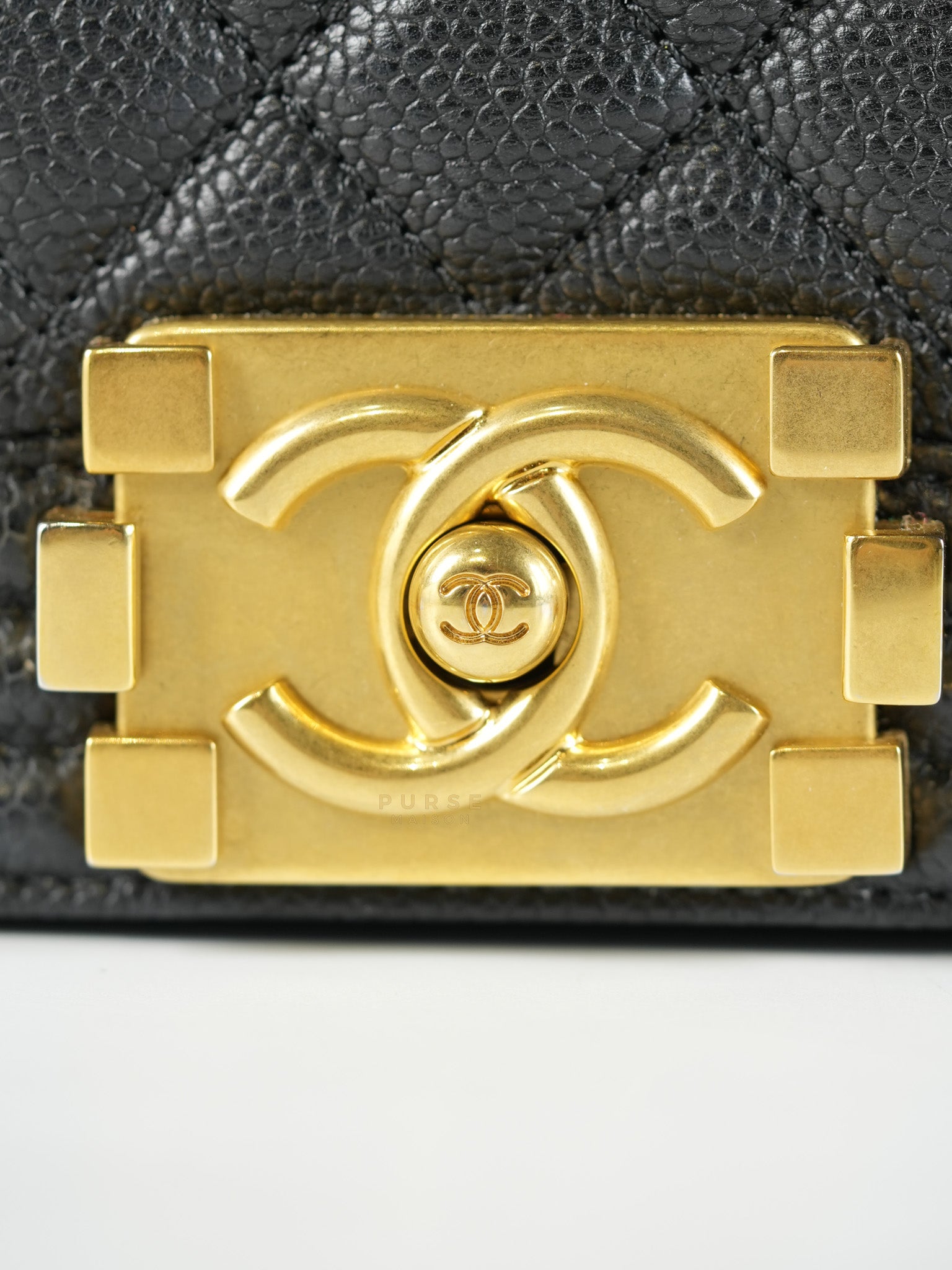 Le Boy Old Medium in Black Quilted Caviar Leather & Aged Gold Hardware (Series 23) | Purse Maison Luxury Bags Shop