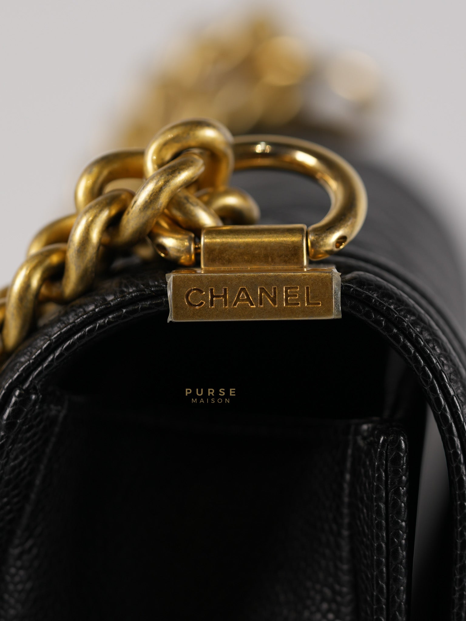 Le Boy Old Medium in Black Quilted Caviar Leather & Aged Gold Hardware (Series 23) | Purse Maison Luxury Bags Shop