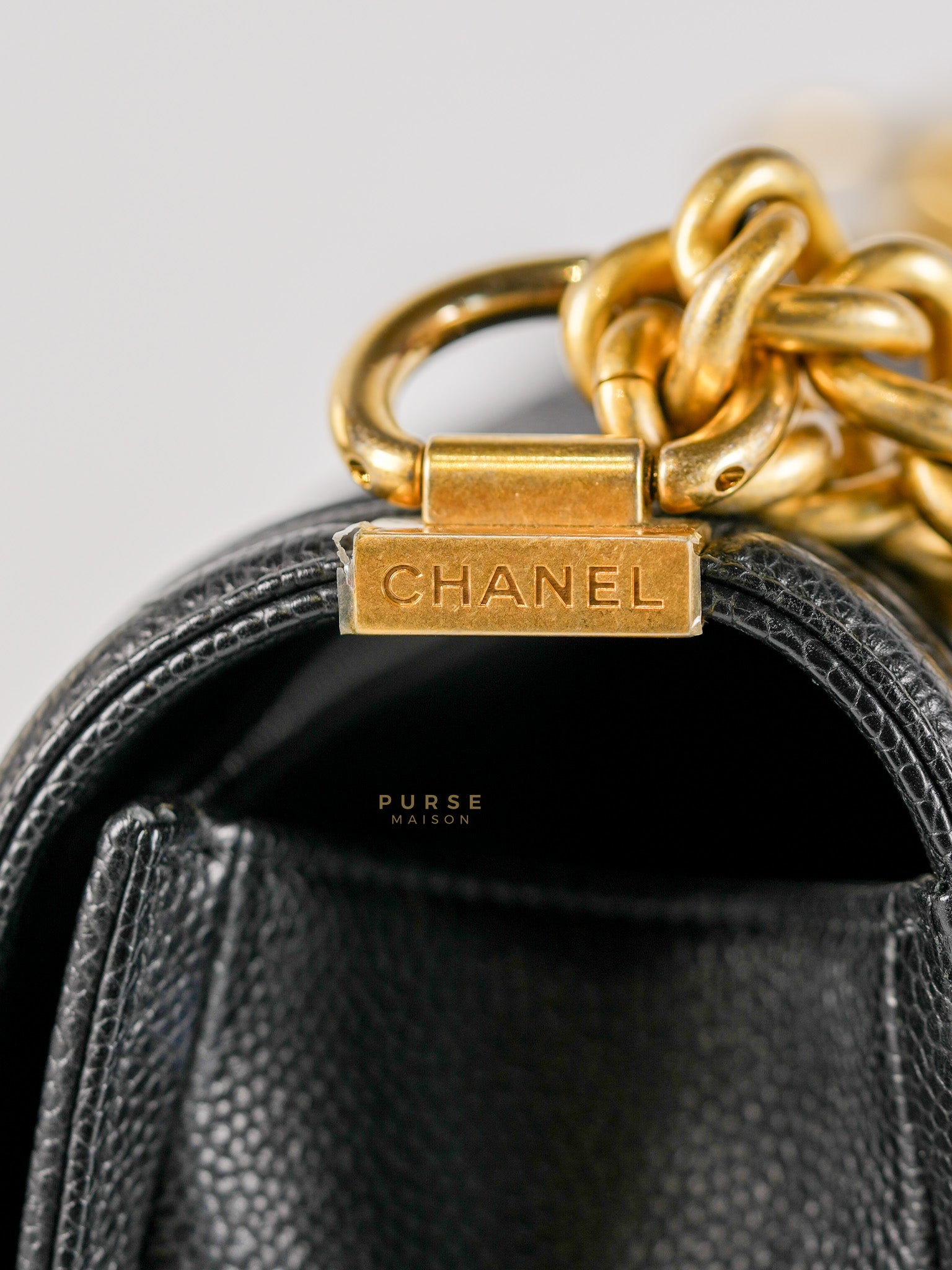 Le Boy Old Medium in Black Quilted Caviar Leather & Aged Gold Hardware (Series 23) | Purse Maison Luxury Bags Shop