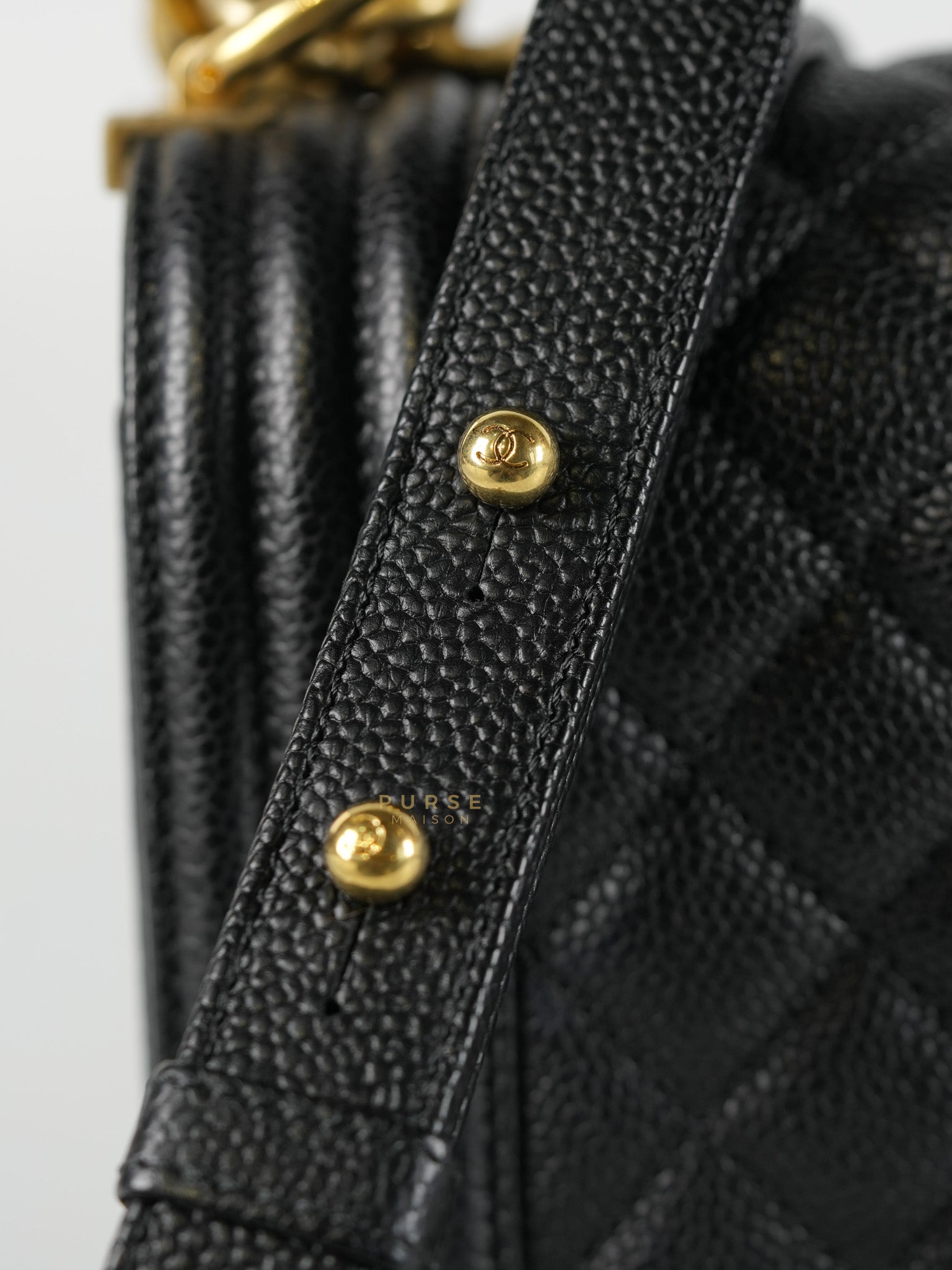Le Boy Old Medium in Black Quilted Caviar Leather & Aged Gold Hardware (Series 23) | Purse Maison Luxury Bags Shop
