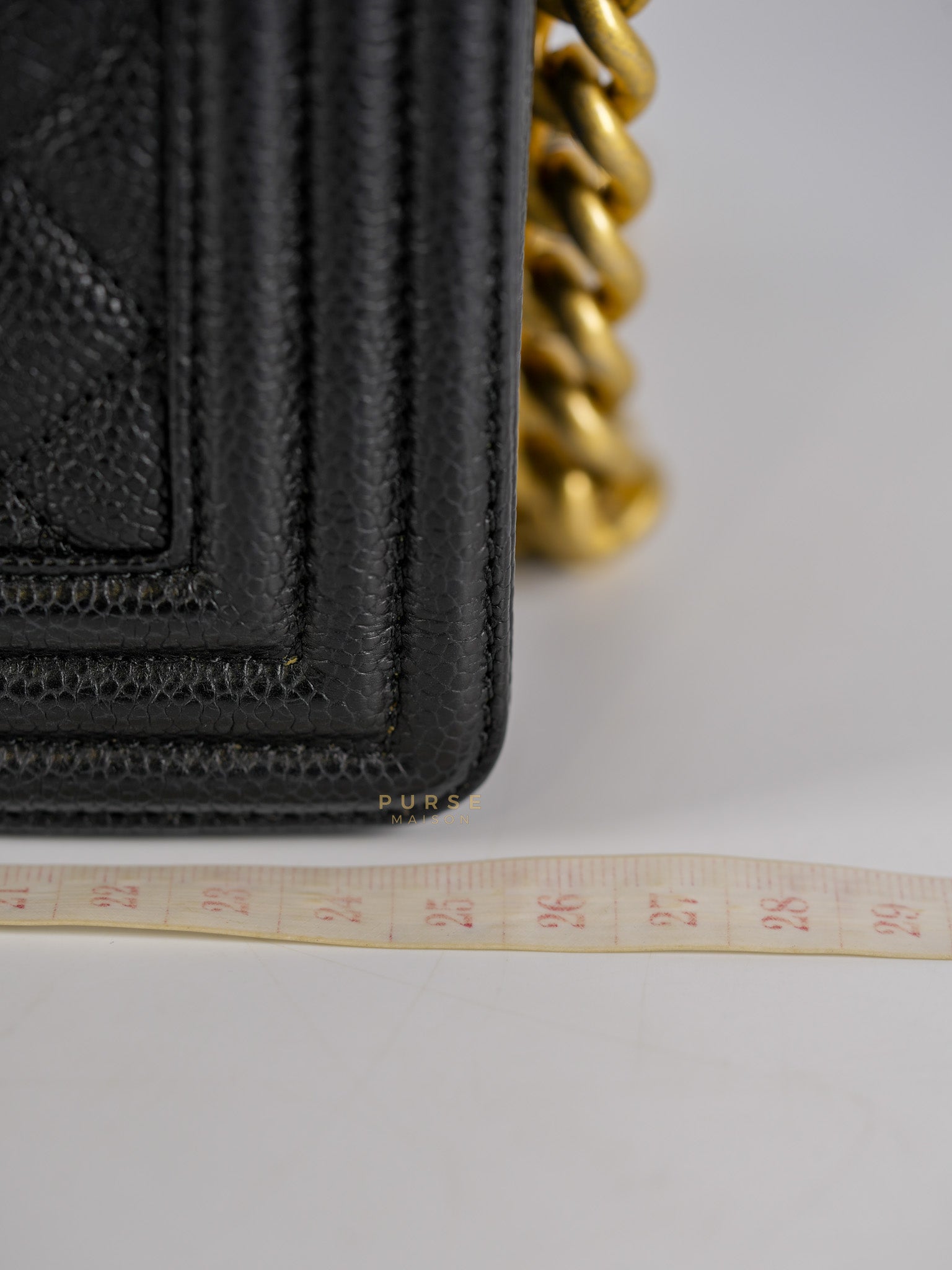 Le Boy Old Medium in Black Quilted Caviar Leather & Aged Gold Hardware (Series 23) | Purse Maison Luxury Bags Shop