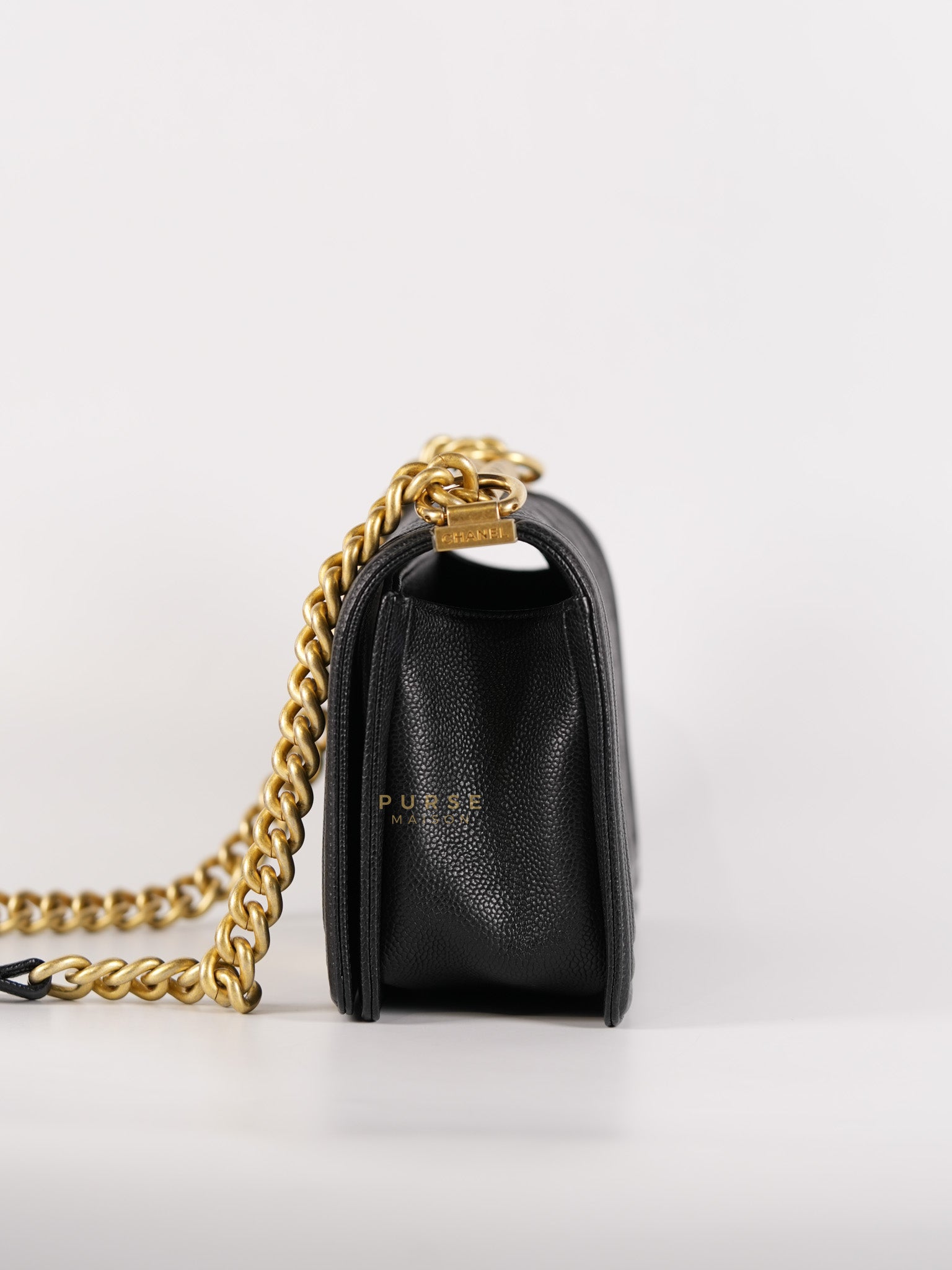 Le Boy Old Medium in Black Quilted Caviar Leather & Aged Gold Hardware (Series 23) | Purse Maison Luxury Bags Shop