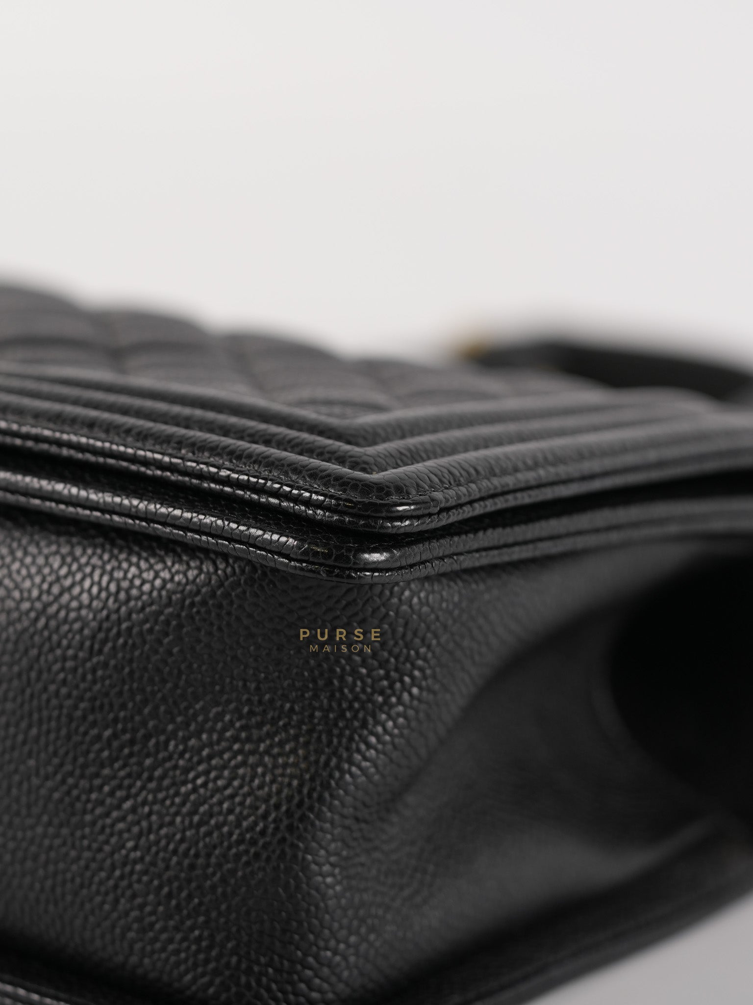 Le Boy Old Medium in Black Quilted Caviar Leather & Aged Gold Hardware (Series 23) | Purse Maison Luxury Bags Shop