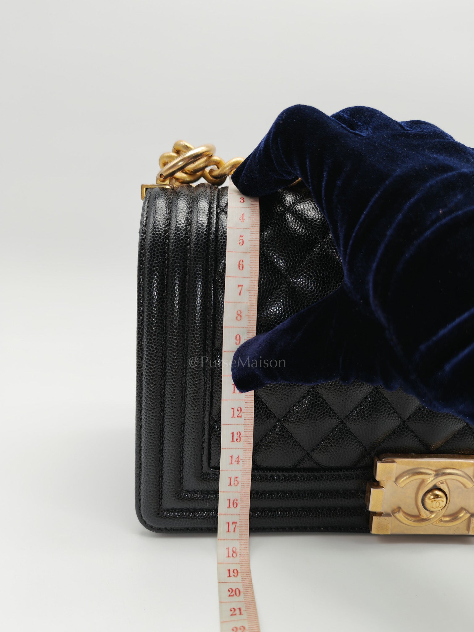Le Boy Old Medium in Black Quilted Caviar Leather & Aged Gold Hardware Series 28 | Purse Maison Luxury Bags Shop