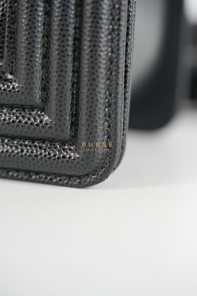 Le Boy Old Medium in Black Quilted Caviar Leather & Gold Hardware Microchip | Purse Maison Luxury Bags Shop