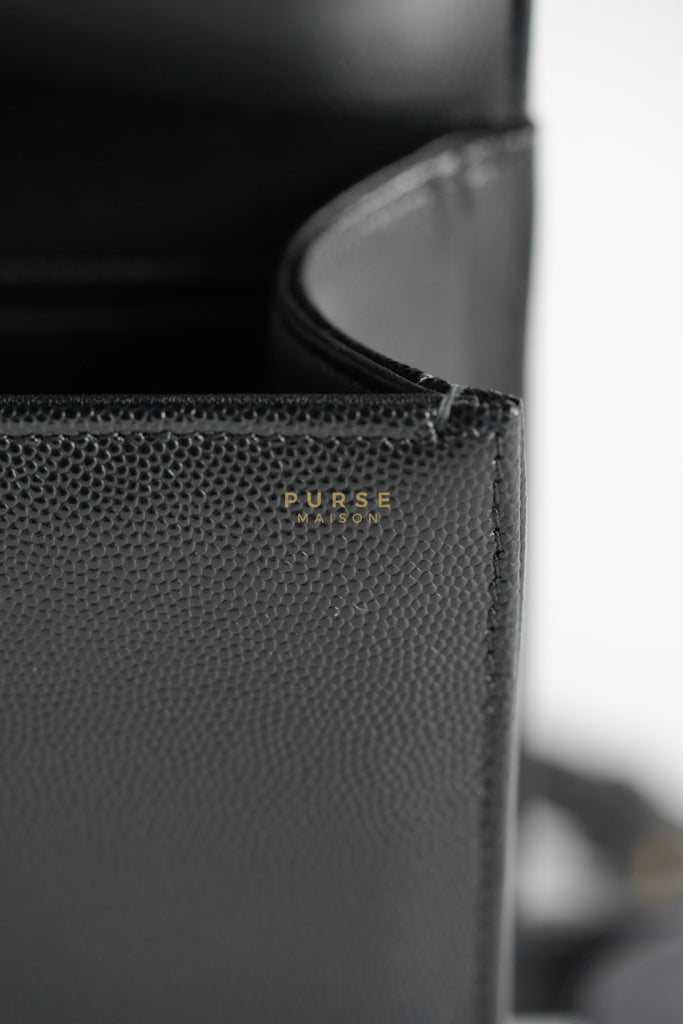 Le Boy Old Medium in Black Quilted Caviar Leather & Gold Hardware Microchip | Purse Maison Luxury Bags Shop
