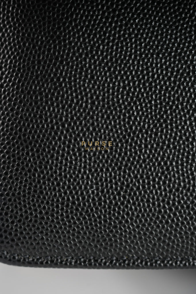 Le Boy Old Medium in Black Quilted Caviar Leather & Gold Hardware Microchip | Purse Maison Luxury Bags Shop