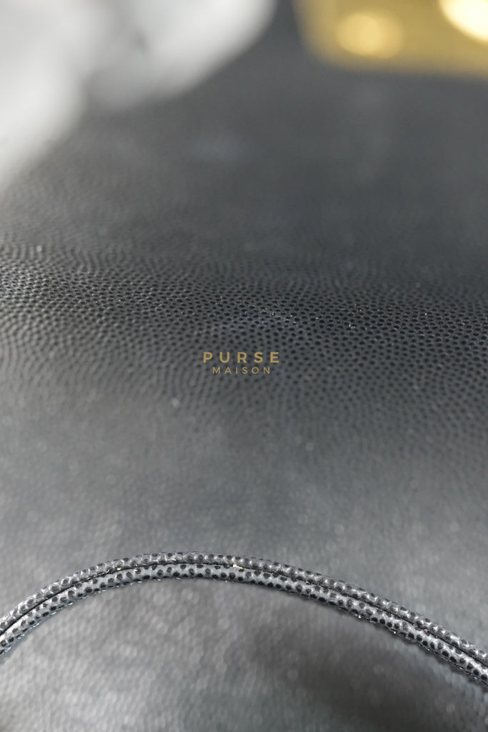 Le Boy Old Medium in Black Quilted Caviar Leather & Gold Hardware Microchip | Purse Maison Luxury Bags Shop