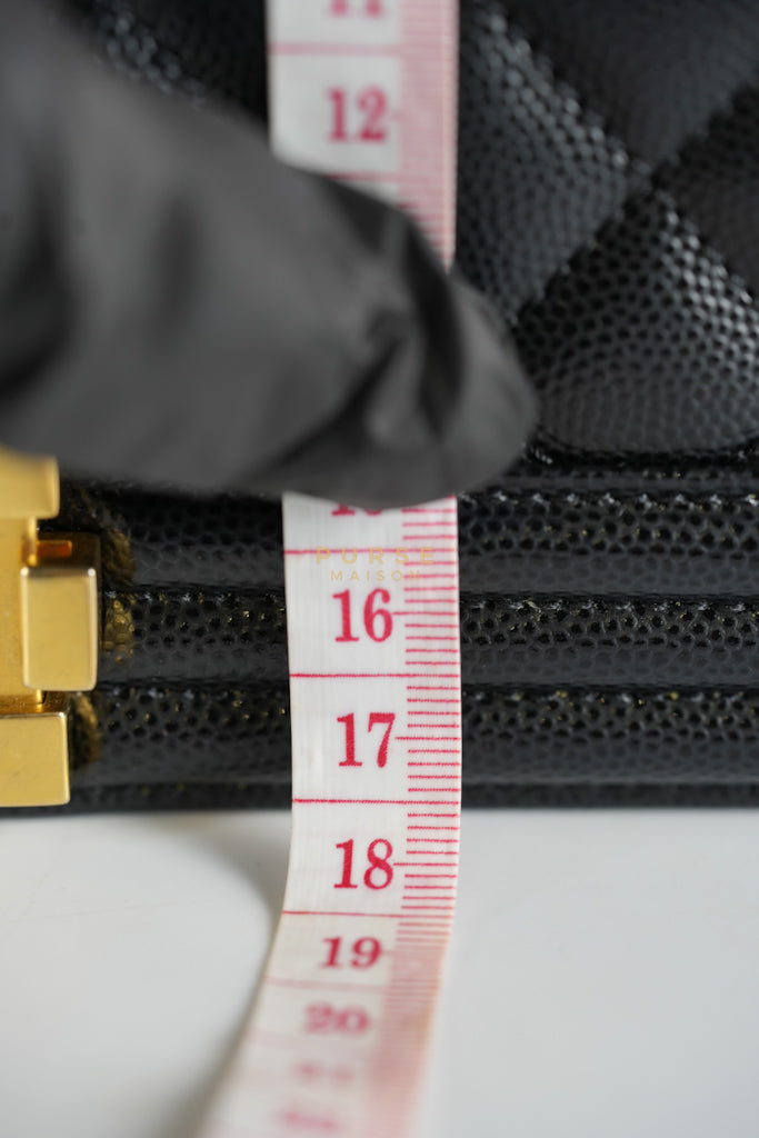 Le Boy Old Medium in Black Quilted Caviar Leather & Gold Hardware Microchip | Purse Maison Luxury Bags Shop