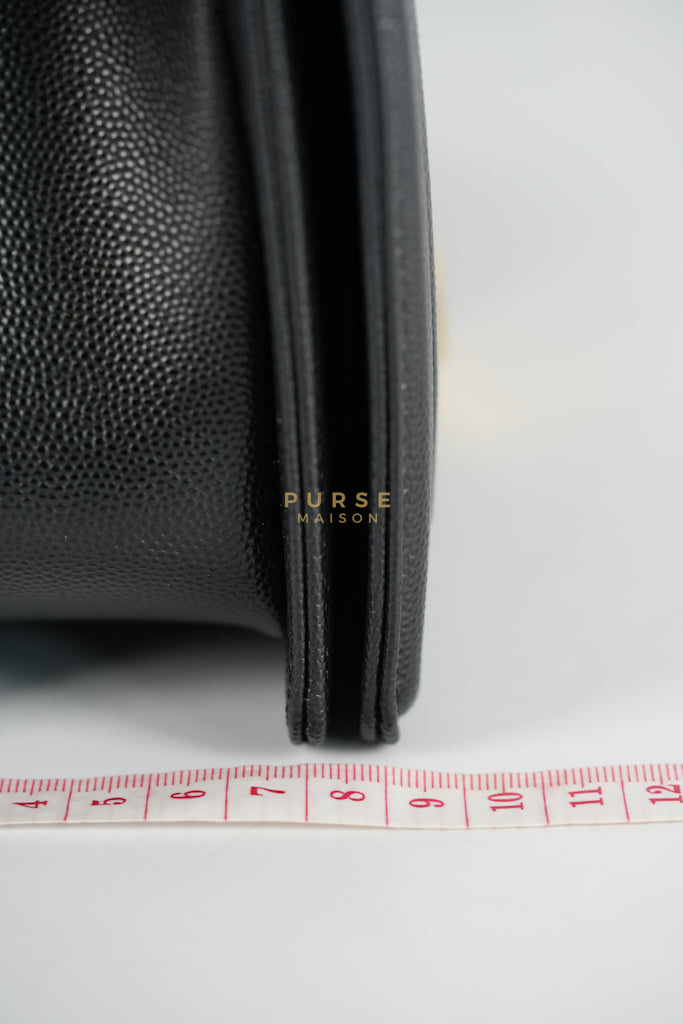 Le Boy Old Medium in Black Quilted Caviar Leather & Gold Hardware Microchip | Purse Maison Luxury Bags Shop