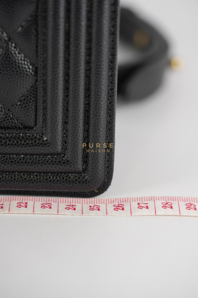 Le Boy Old Medium in Black Quilted Caviar Leather & Gold Hardware Microchip | Purse Maison Luxury Bags Shop
