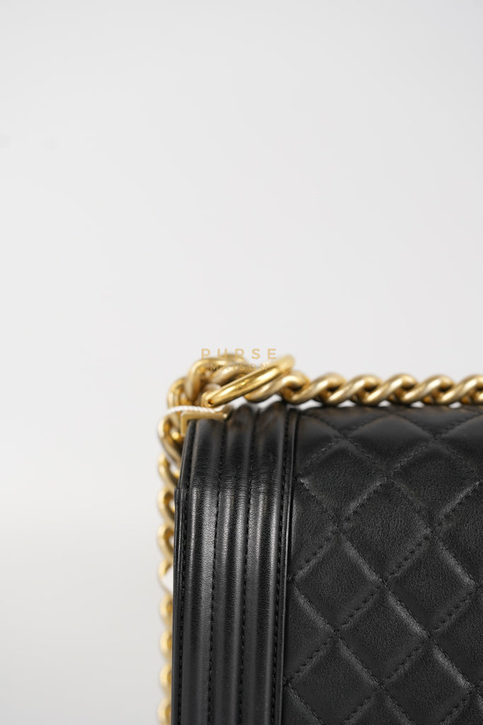 Le Boy Old Medium in Black Quilted Lambskin Leather & Gold Hardware Series 20 | Purse Maison Luxury Bags Shop