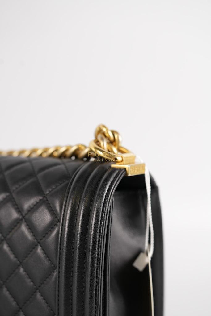 Le Boy Old Medium in Black Quilted Lambskin Leather & Gold Hardware Series 20 | Purse Maison Luxury Bags Shop