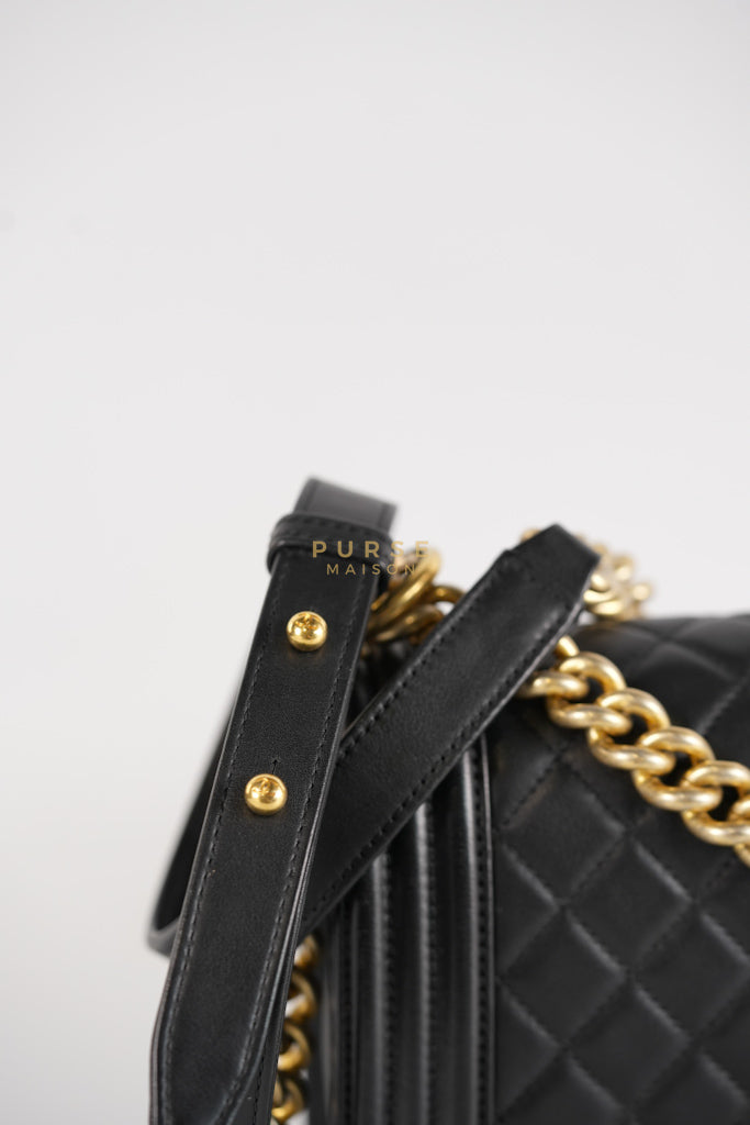Le Boy Old Medium in Black Quilted Lambskin Leather & Gold Hardware Series 20 | Purse Maison Luxury Bags Shop