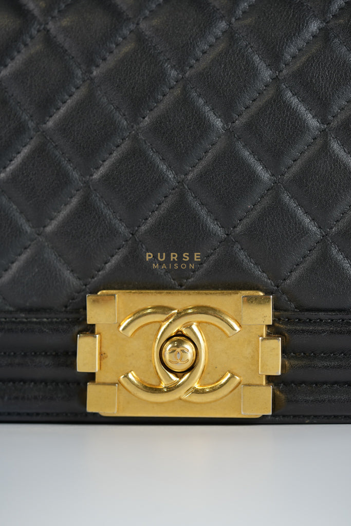 Le Boy Old Medium in Black Quilted Lambskin Leather & Gold Hardware Series 20 | Purse Maison Luxury Bags Shop