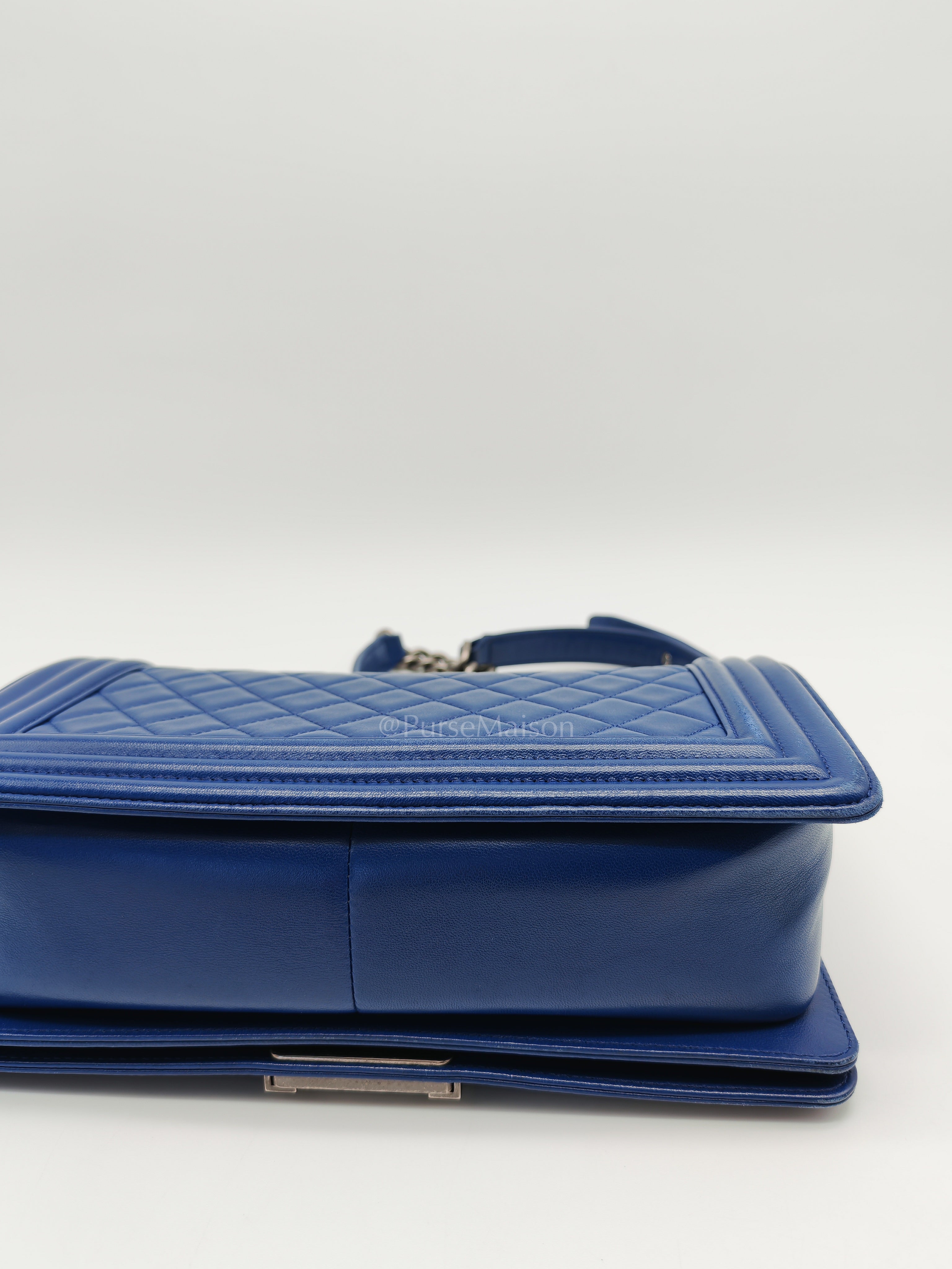 Le Boy Old Medium in Blue Quilted Lambskin Leather & Ruthenium Hardware Series 23 | Purse Maison Luxury Bags Shop