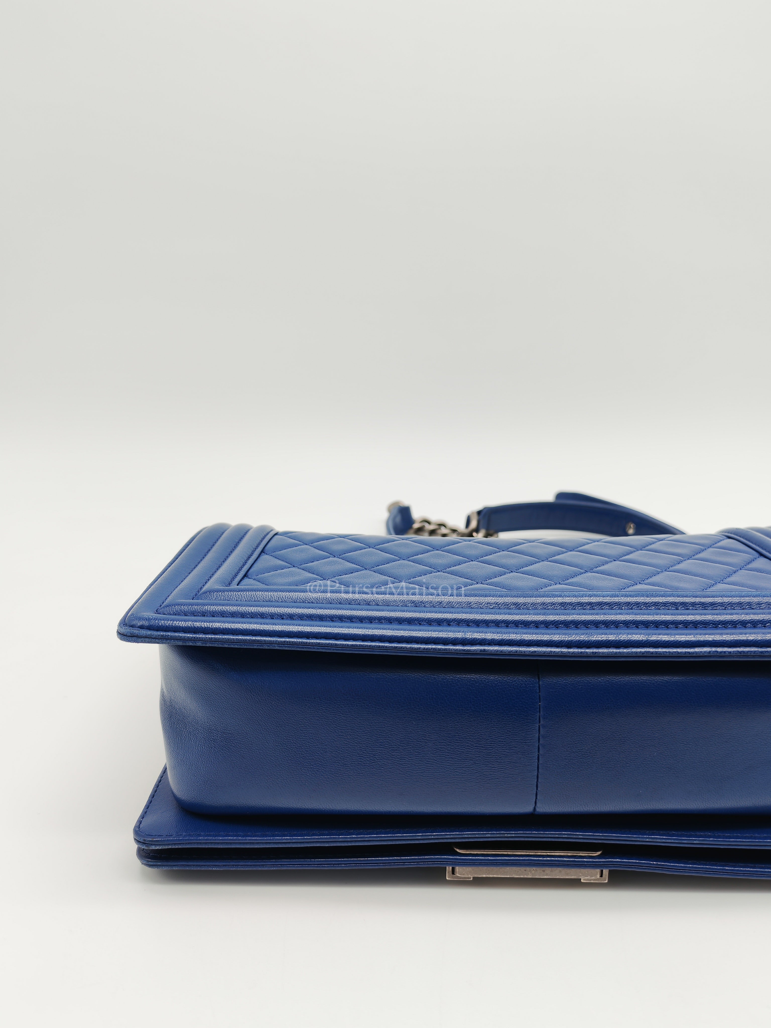 Le Boy Old Medium in Blue Quilted Lambskin Leather & Ruthenium Hardware Series 23 | Purse Maison Luxury Bags Shop
