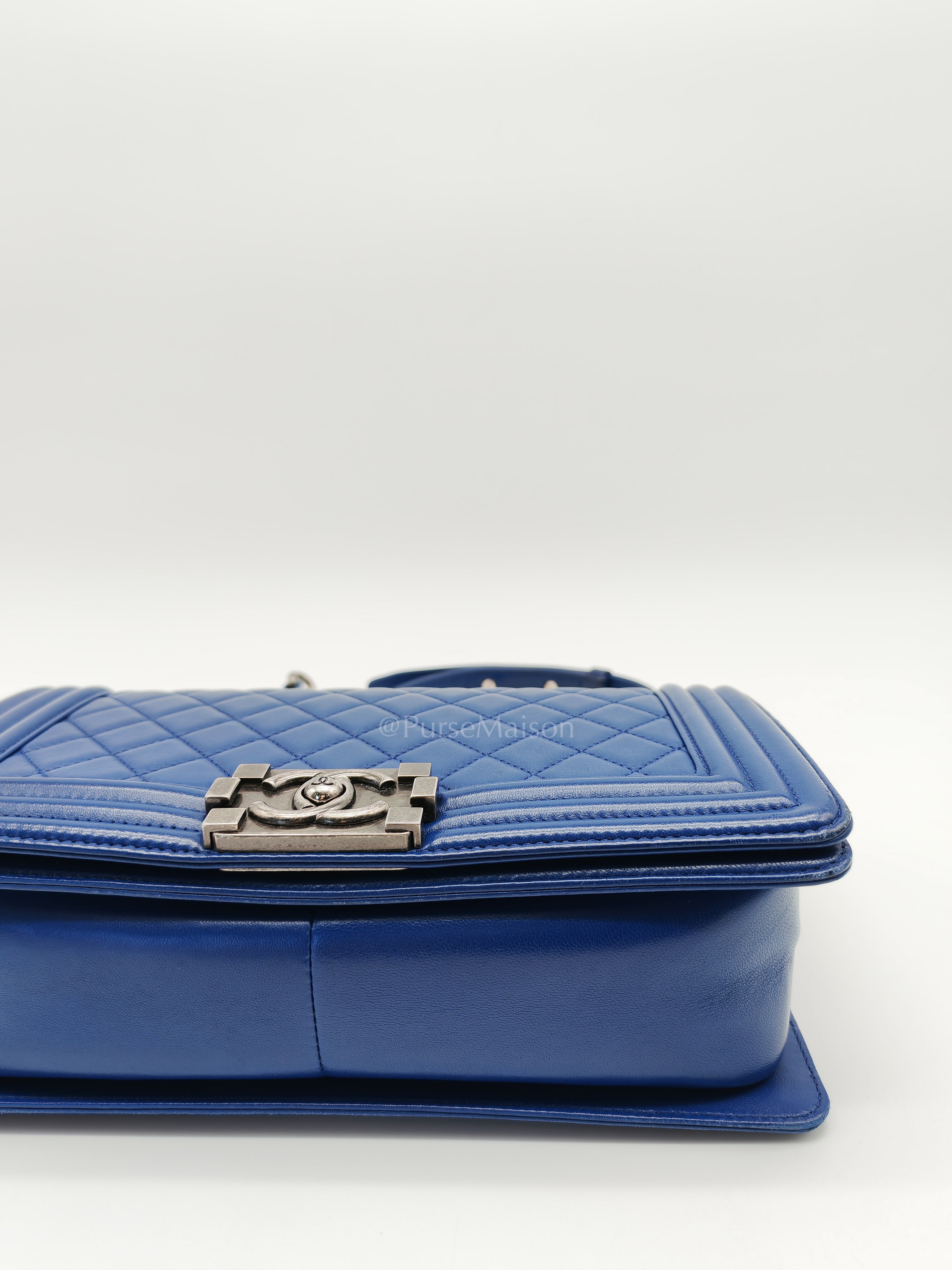 Le Boy Old Medium in Blue Quilted Lambskin Leather & Ruthenium Hardware Series 23 | Purse Maison Luxury Bags Shop