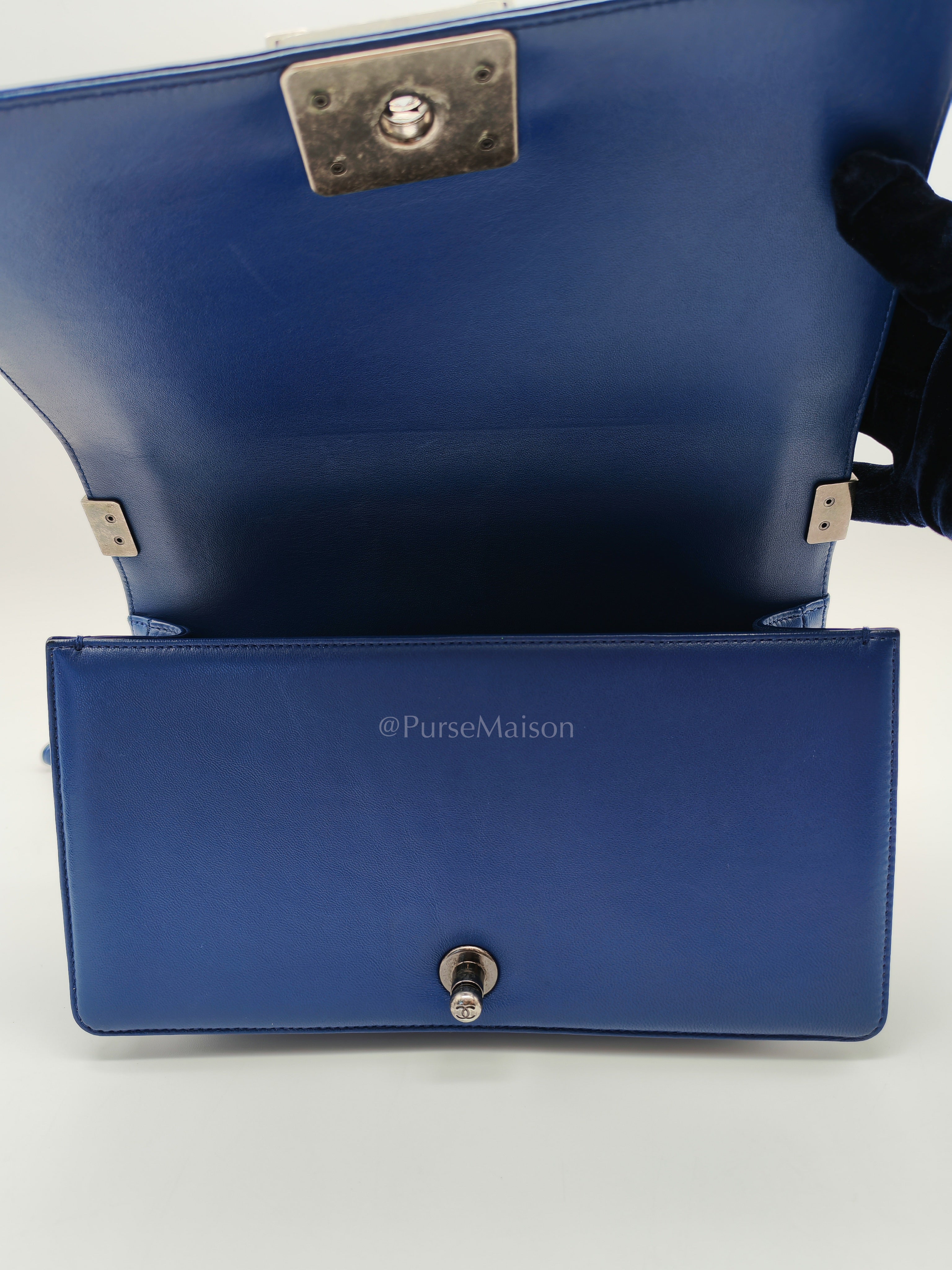 Le Boy Old Medium in Blue Quilted Lambskin Leather & Ruthenium Hardware Series 23 | Purse Maison Luxury Bags Shop