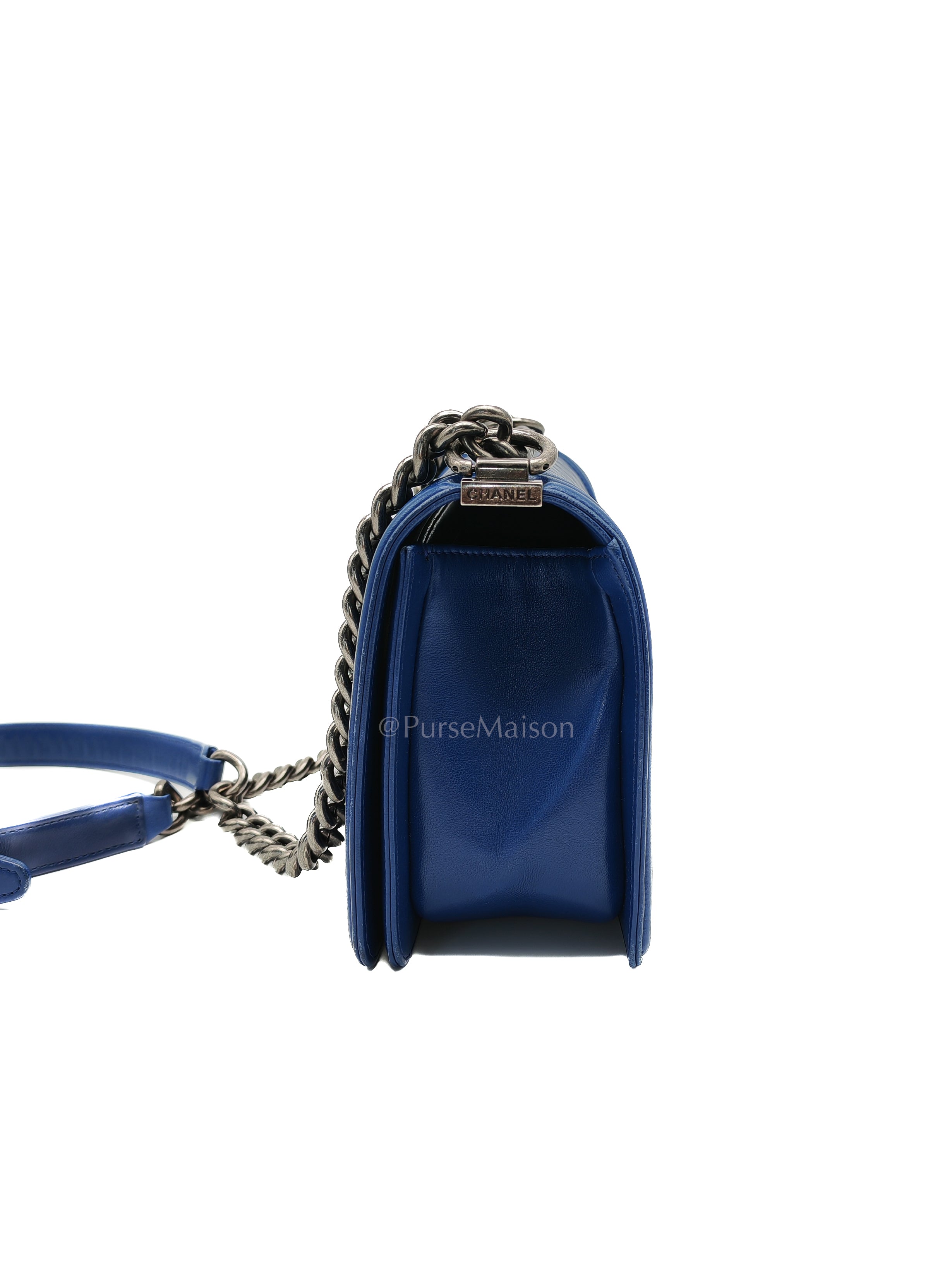 Le Boy Old Medium in Blue Quilted Lambskin Leather & Ruthenium Hardware Series 23 | Purse Maison Luxury Bags Shop