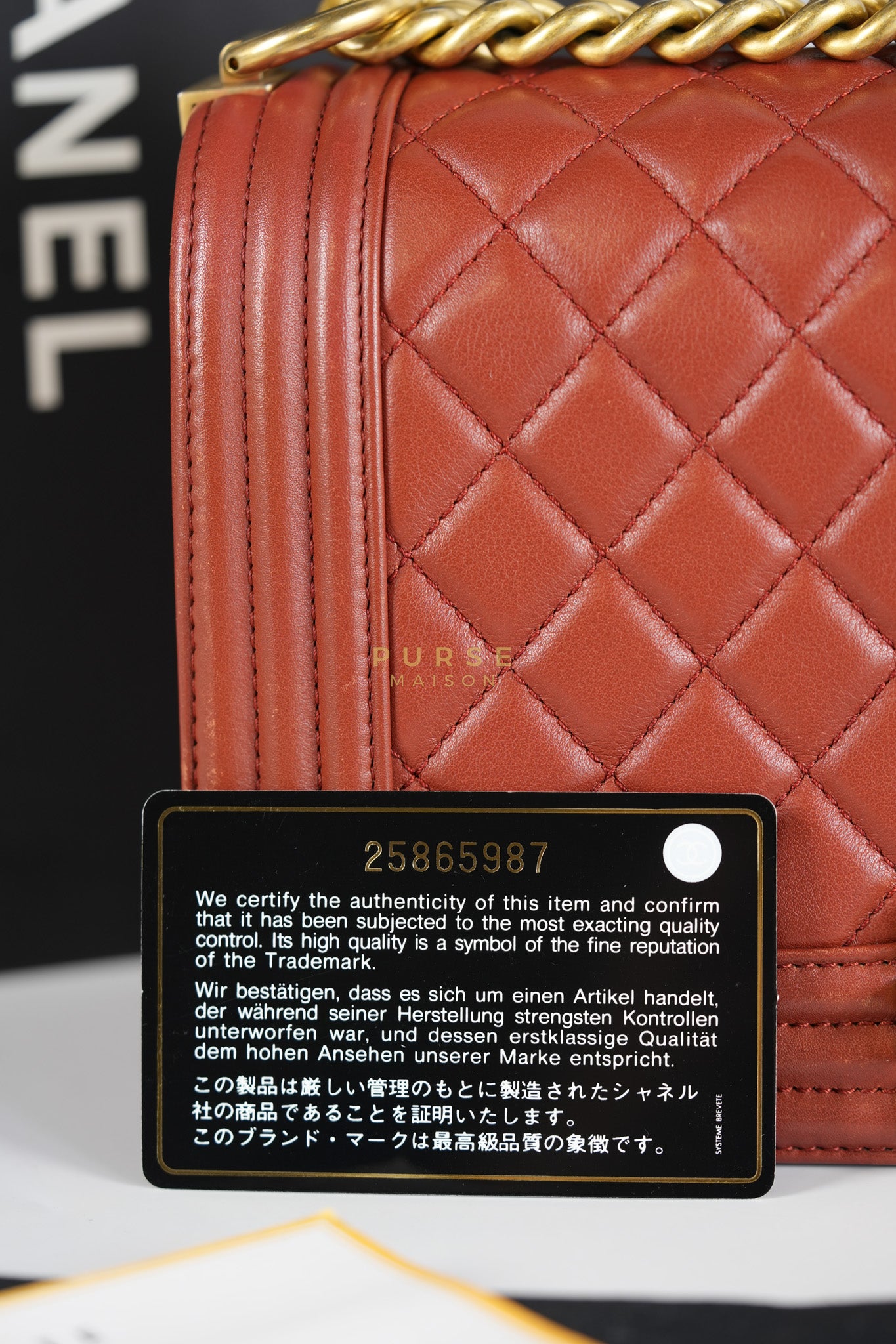 Le Boy Old Medium in Maroon Quilted Lambskin Leather & Aged Gold Hardware Series 25 | Purse Maison Luxury Bags Shop