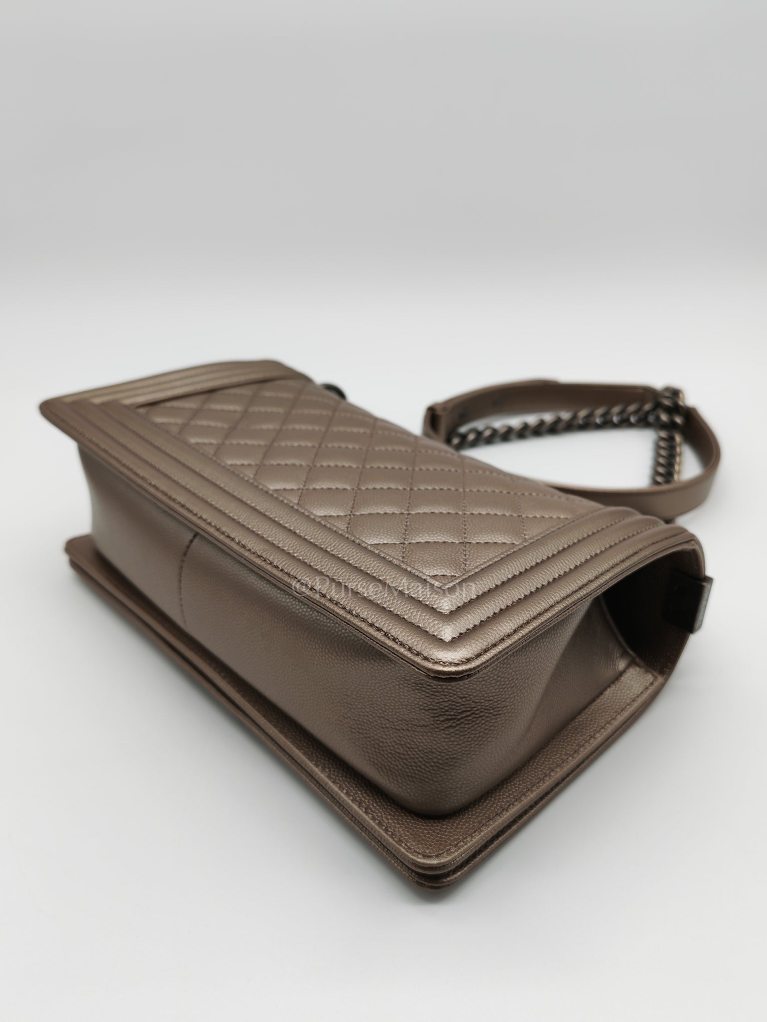 Le Boy old Medium in Metallic Bronze Caviar Leather & Ruthenium Hardware (Series 24) | Purse Maison Luxury Bags Shop