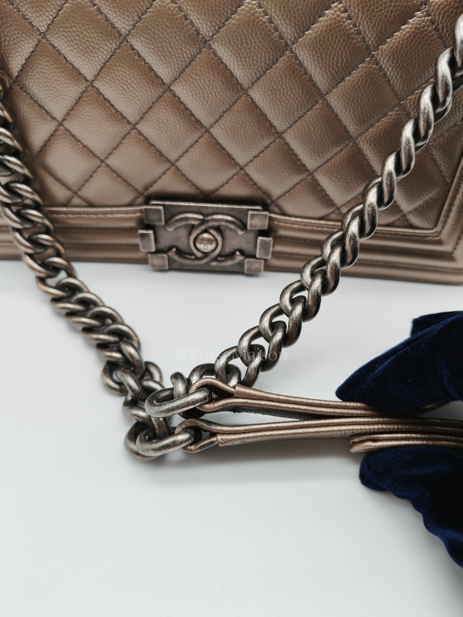 Le Boy old Medium in Metallic Bronze Caviar Leather & Ruthenium Hardware (Series 24) | Purse Maison Luxury Bags Shop