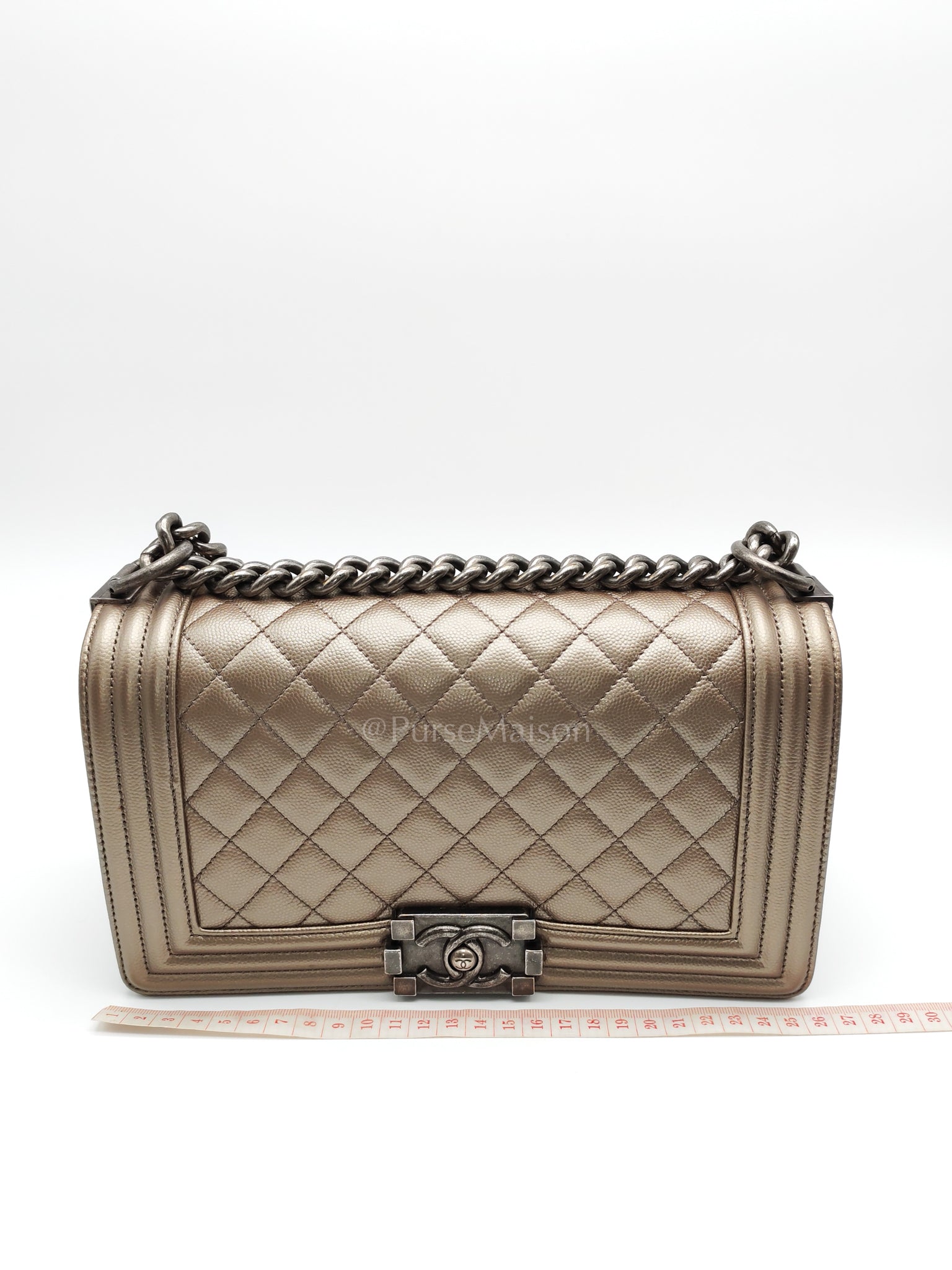 Le Boy old Medium in Metallic Bronze Caviar Leather & Ruthenium Hardware (Series 24) | Purse Maison Luxury Bags Shop
