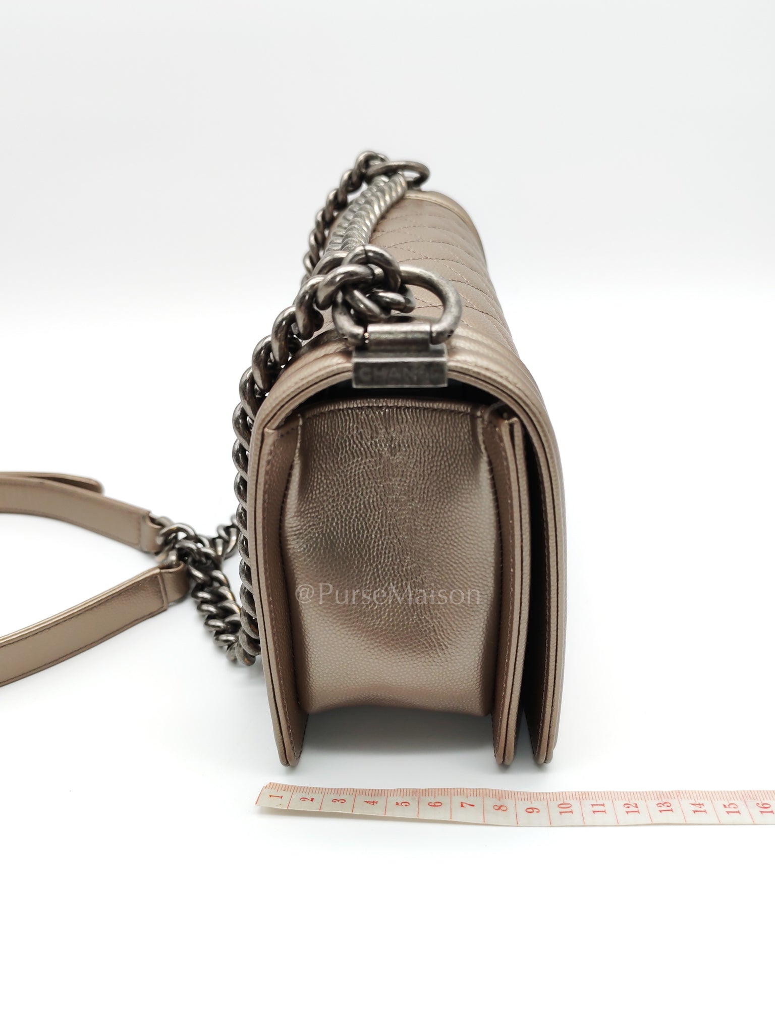 Le Boy old Medium in Metallic Bronze Caviar Leather & Ruthenium Hardware (Series 24) | Purse Maison Luxury Bags Shop