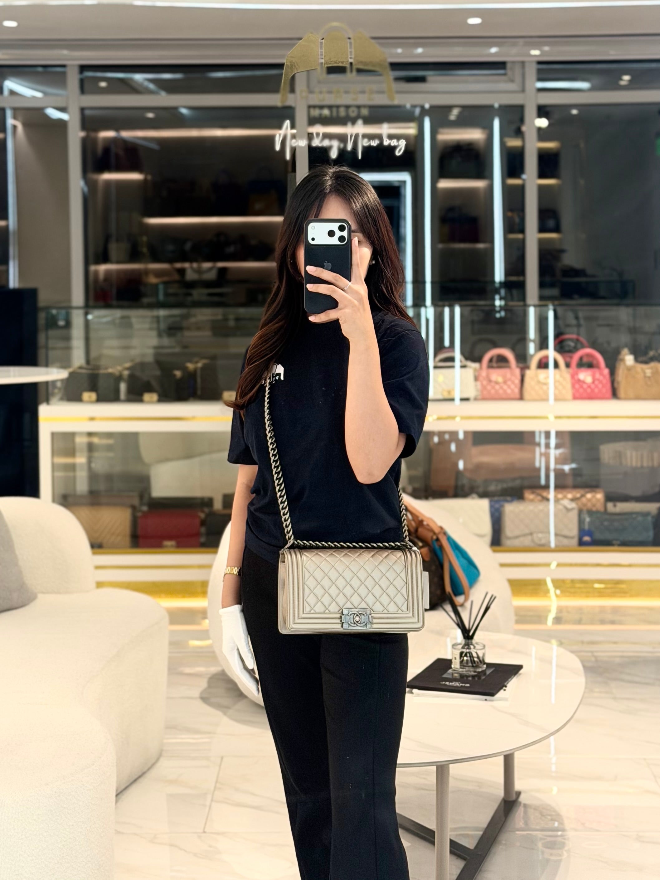 Le Boy old Medium in Metallic Bronze Caviar Leather & Ruthenium Hardware (Series 24) | Purse Maison Luxury Bags Shop