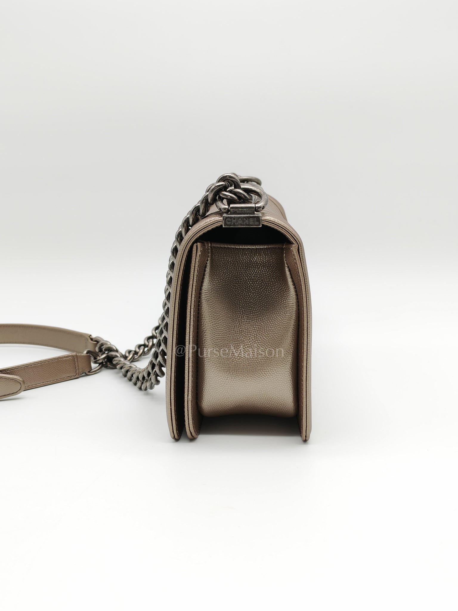 Le Boy old Medium in Metallic Bronze Caviar Leather & Ruthenium Hardware (Series 24) | Purse Maison Luxury Bags Shop