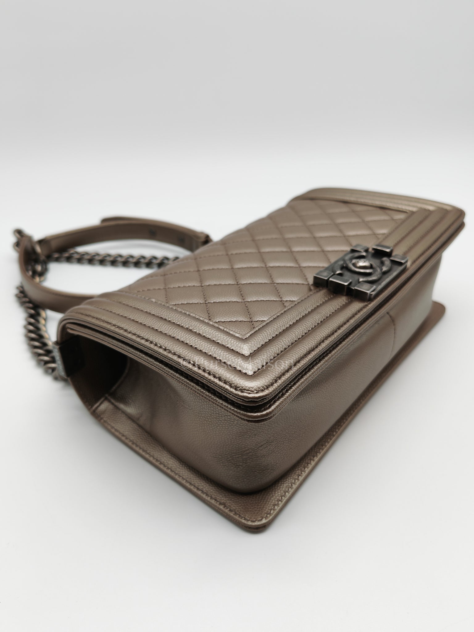 Le Boy old Medium in Metallic Bronze Caviar Leather & Ruthenium Hardware (Series 24) | Purse Maison Luxury Bags Shop