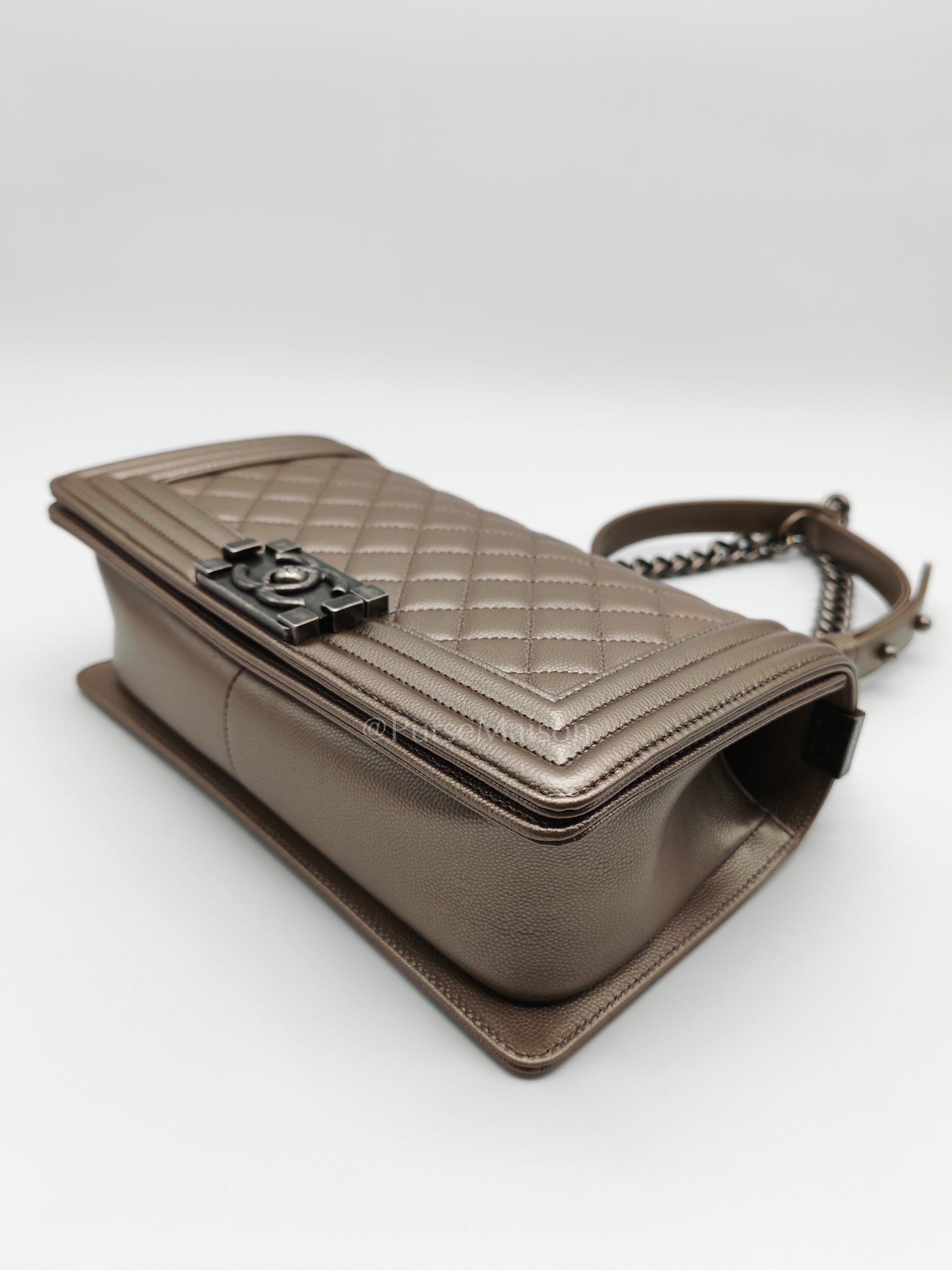 Le Boy old Medium in Metallic Bronze Caviar Leather & Ruthenium Hardware (Series 24) | Purse Maison Luxury Bags Shop