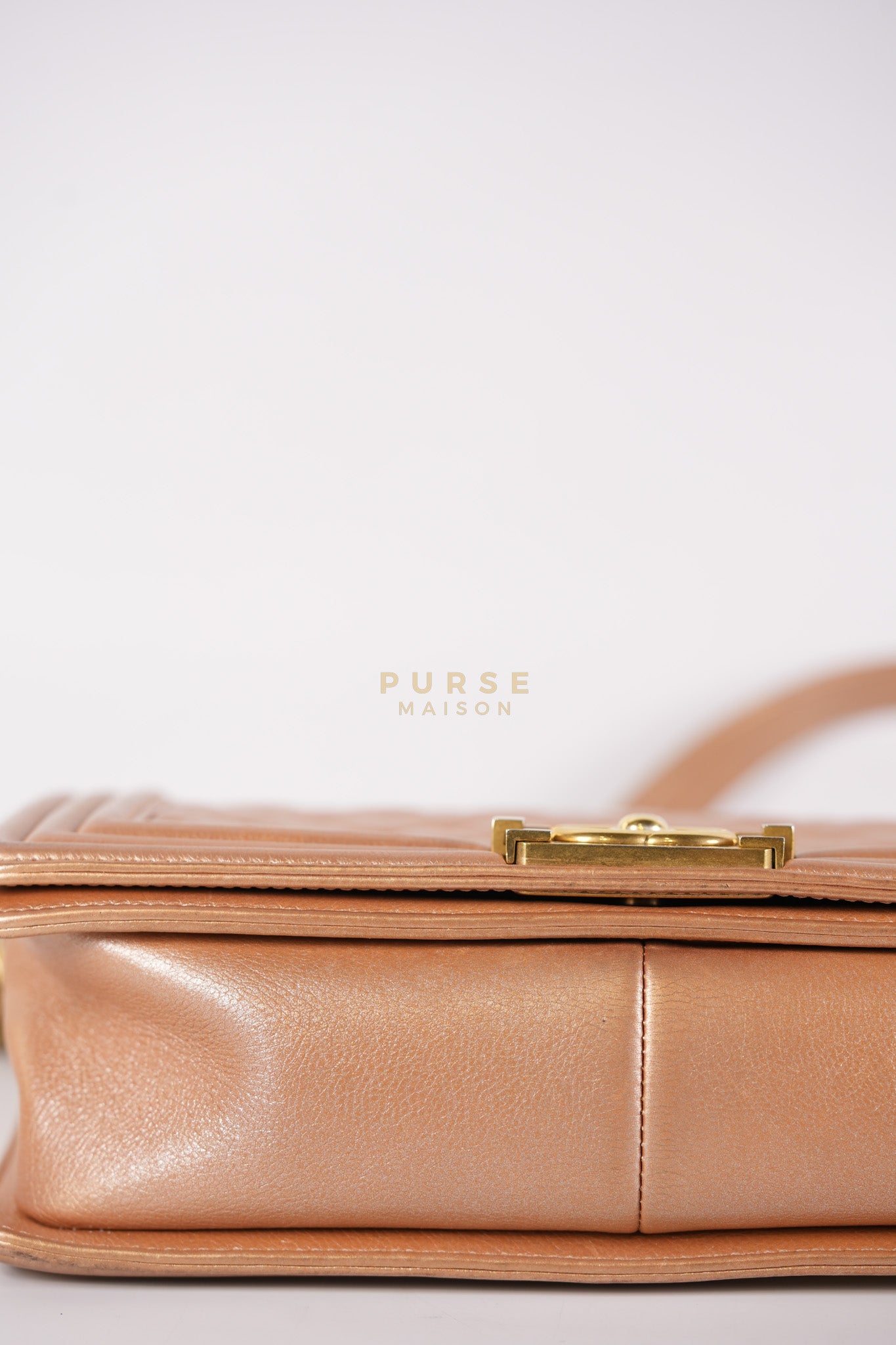 Le Boy Old Medium in Metallic Bronze Quilted Calfskin Leather and Gold Hardware Series 20 | Purse Maison Luxury Bags Shop