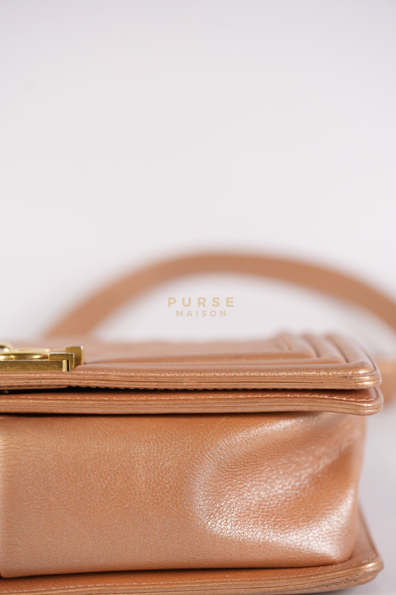 Le Boy Old Medium in Metallic Bronze Quilted Calfskin Leather and Gold Hardware Series 20 | Purse Maison Luxury Bags Shop