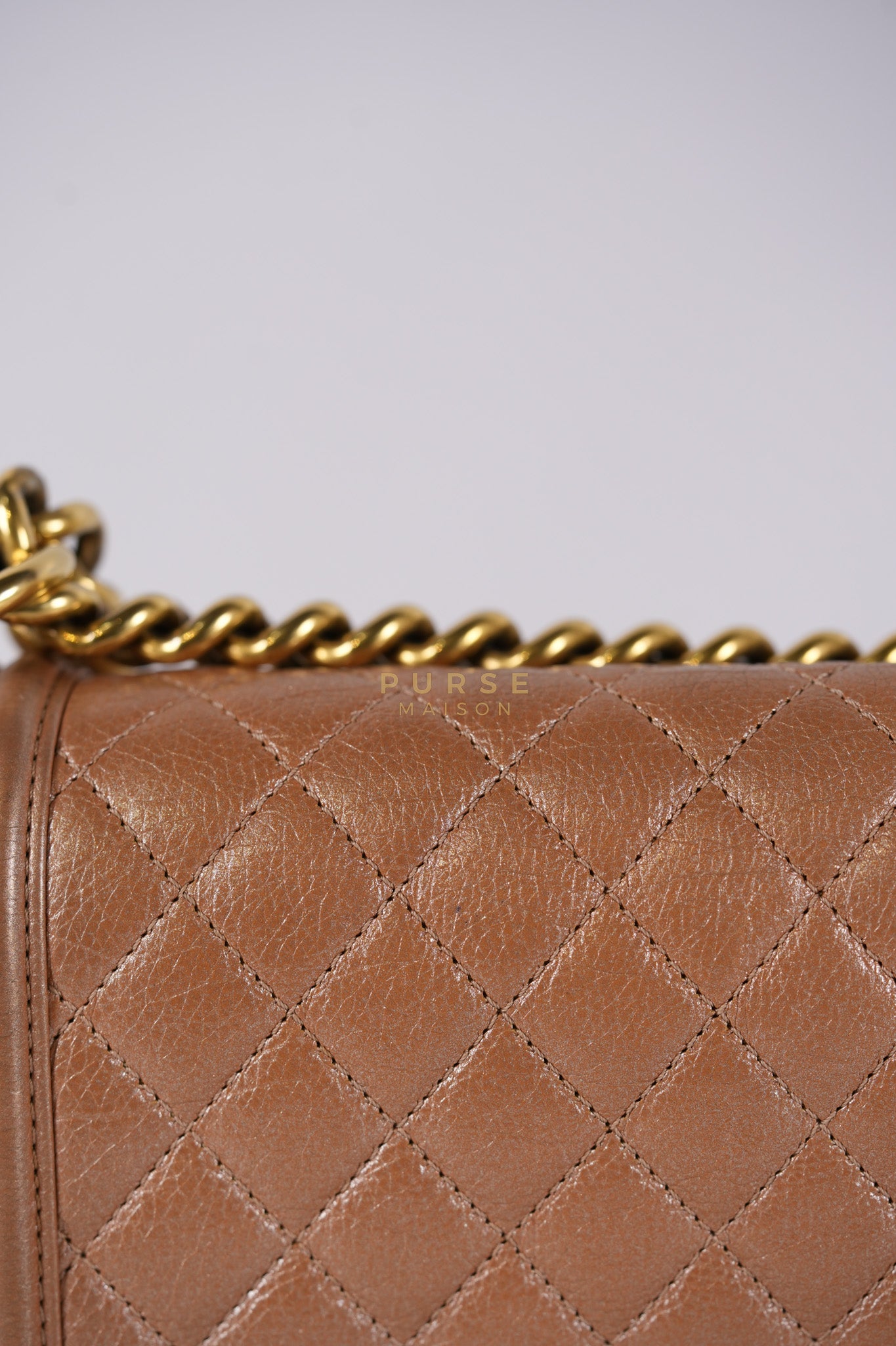 Le Boy Old Medium in Metallic Bronze Quilted Calfskin Leather and Gold Hardware Series 20 | Purse Maison Luxury Bags Shop