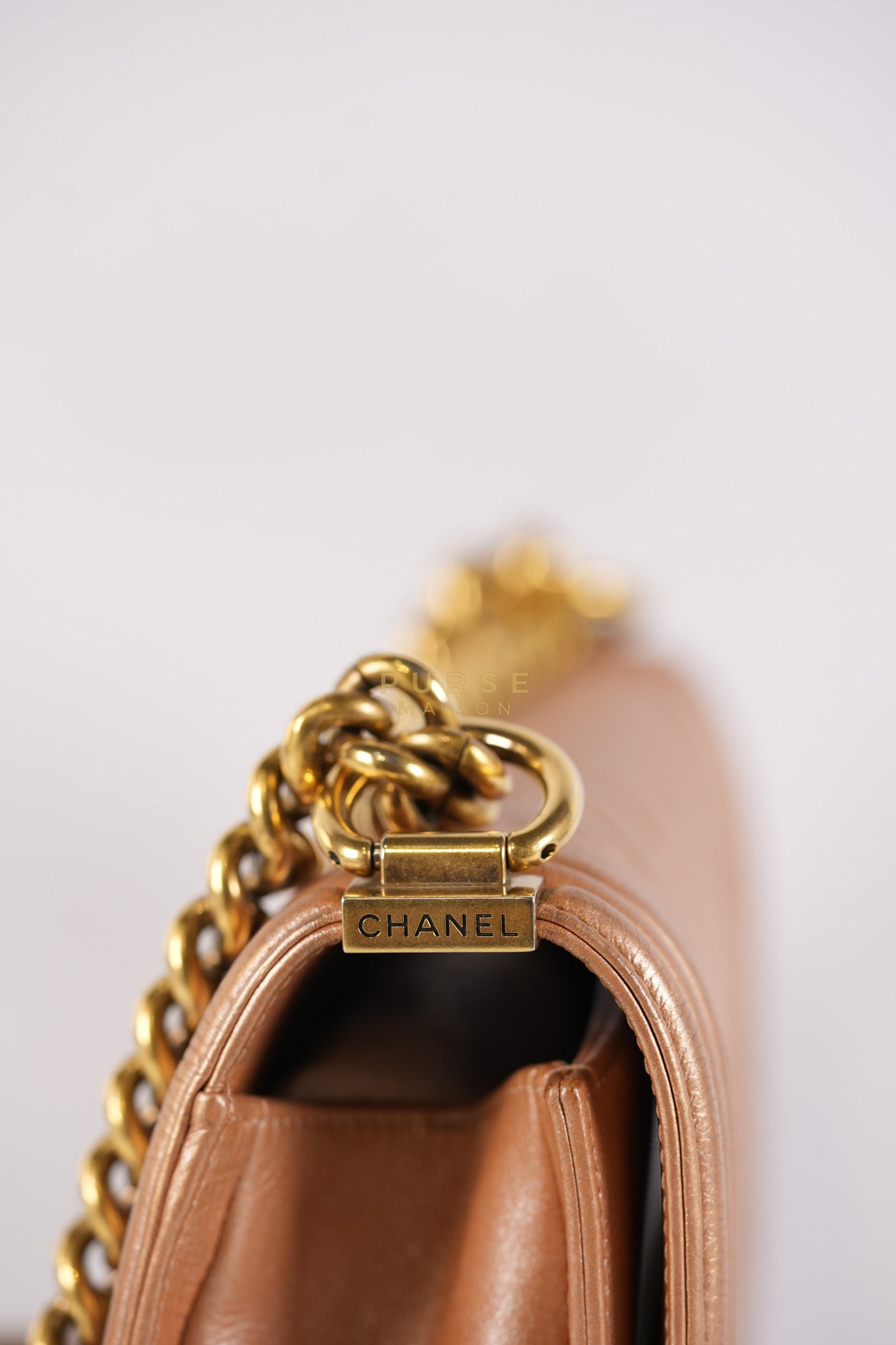 Le Boy Old Medium in Metallic Bronze Quilted Calfskin Leather and Gold Hardware Series 20 | Purse Maison Luxury Bags Shop