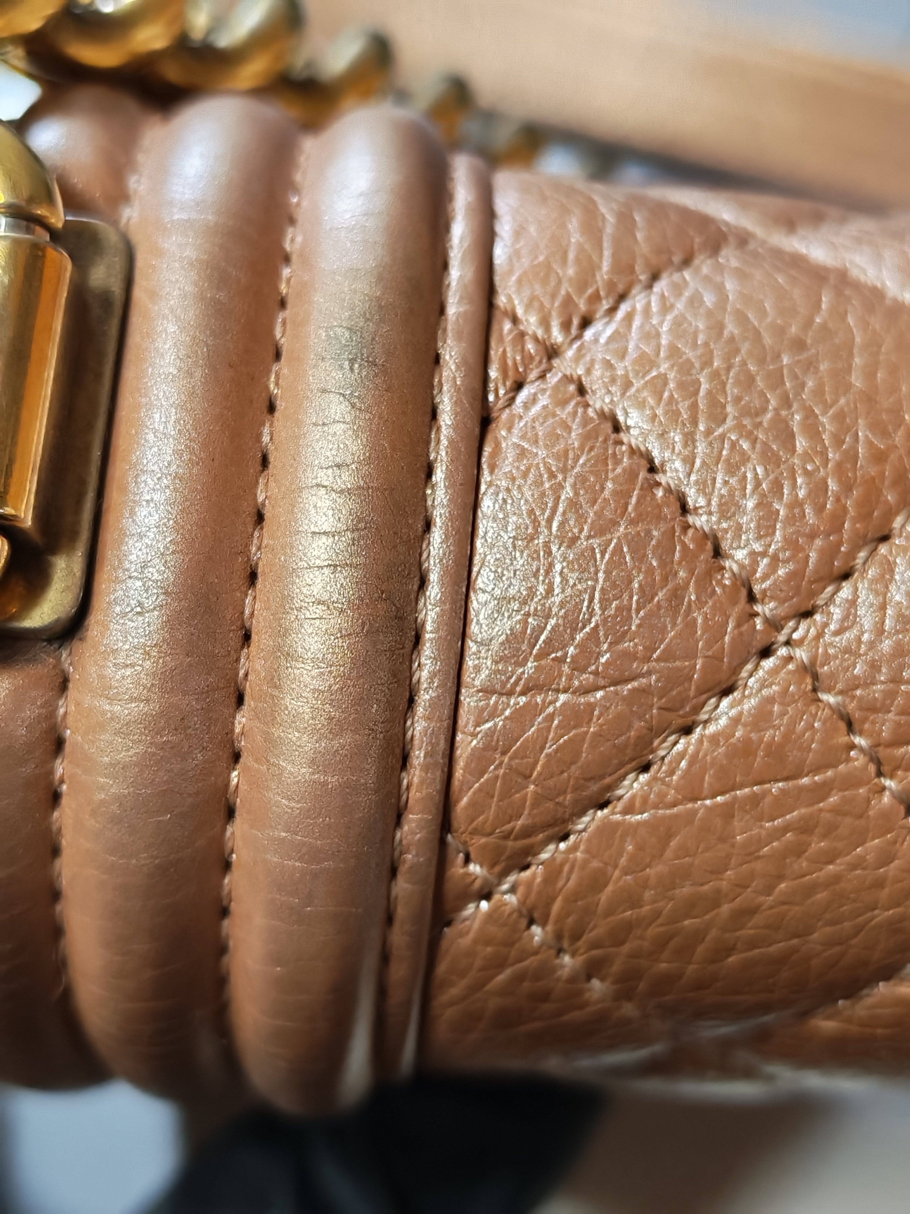 Le Boy Old Medium in Metallic Bronze Quilted Calfskin Leather and Gold Hardware Series 20 | Purse Maison Luxury Bags Shop