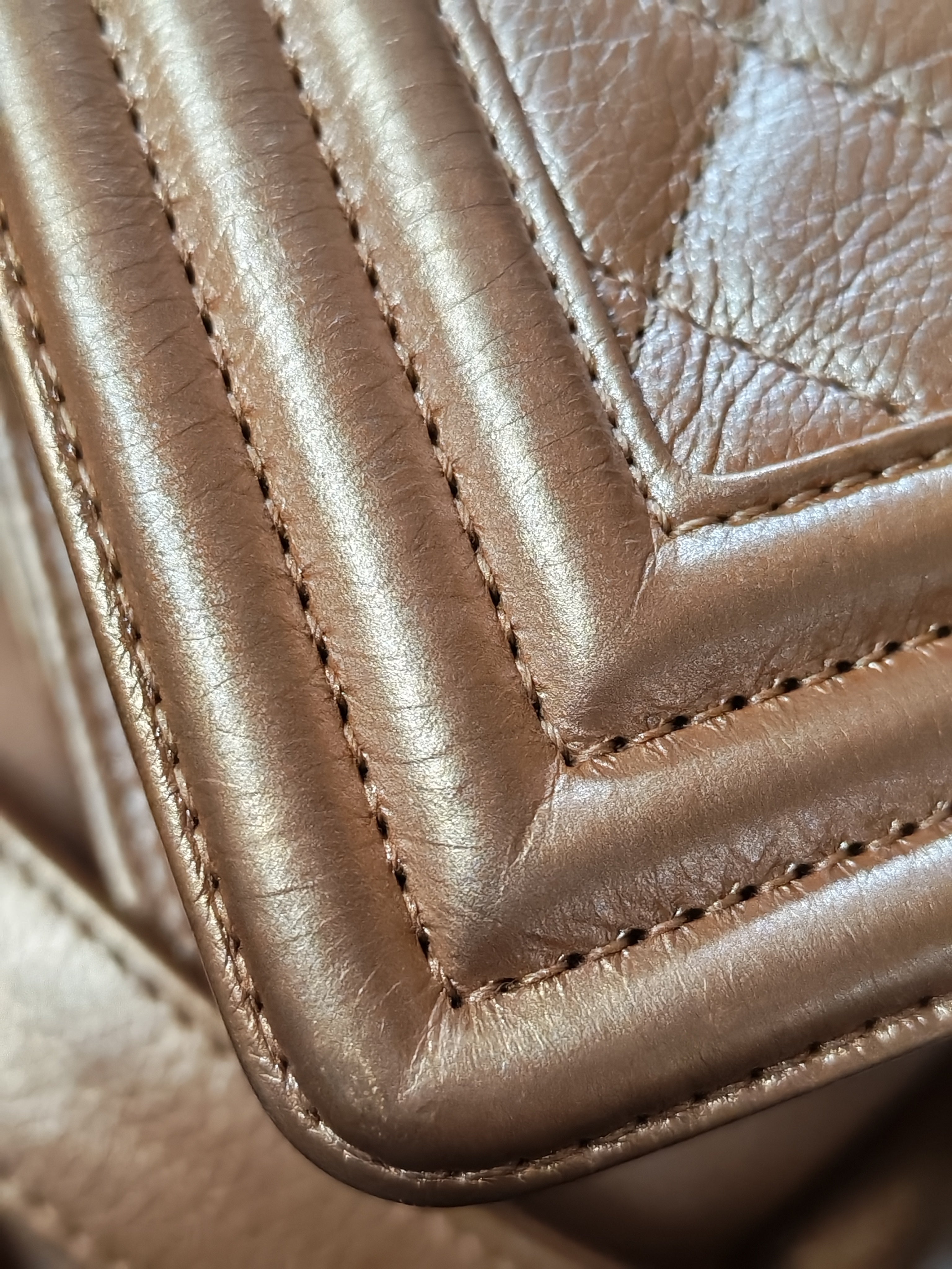 Le Boy Old Medium in Metallic Bronze Quilted Calfskin Leather and Gold Hardware Series 20 | Purse Maison Luxury Bags Shop