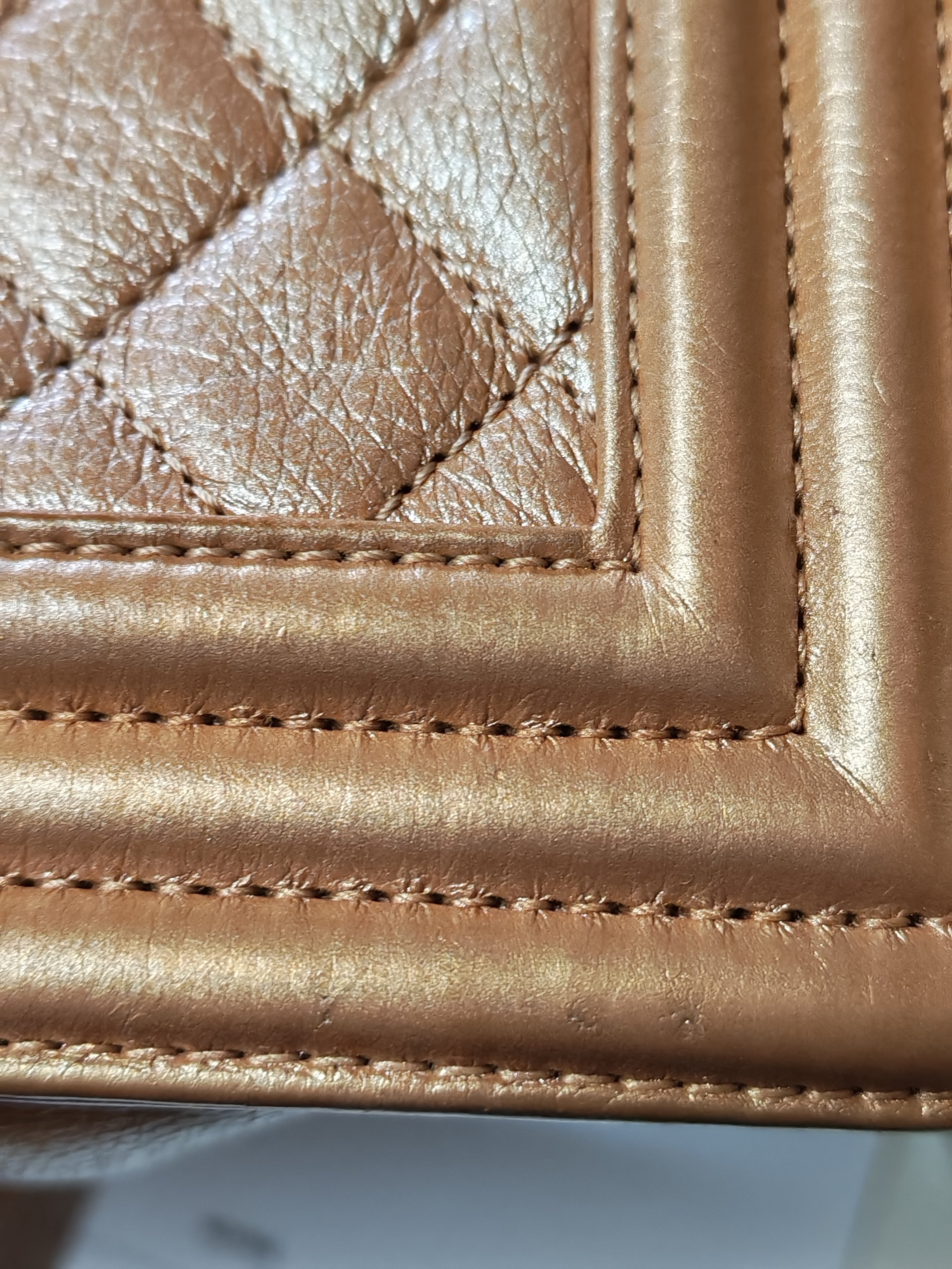 Le Boy Old Medium in Metallic Bronze Quilted Calfskin Leather and Gold Hardware Series 20 | Purse Maison Luxury Bags Shop