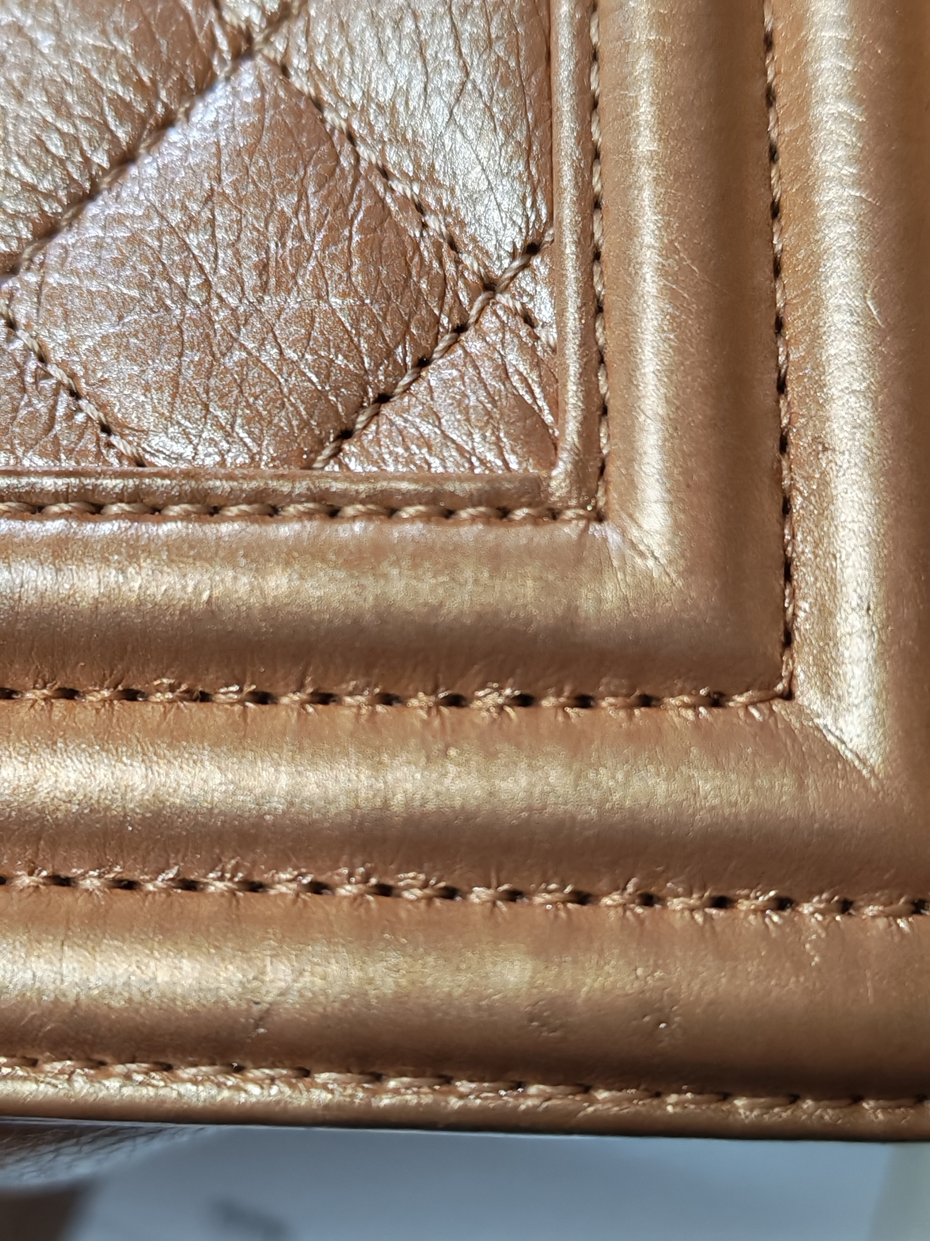 Le Boy Old Medium in Metallic Bronze Quilted Calfskin Leather and Gold Hardware Series 20 | Purse Maison Luxury Bags Shop