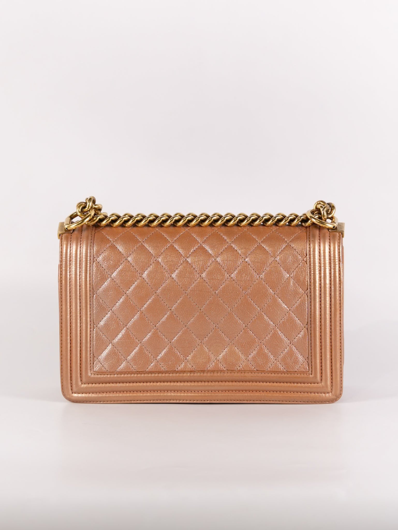 Le Boy Old Medium in Metallic Bronze Quilted Calfskin Leather and Gold Hardware Series 20 | Purse Maison Luxury Bags Shop