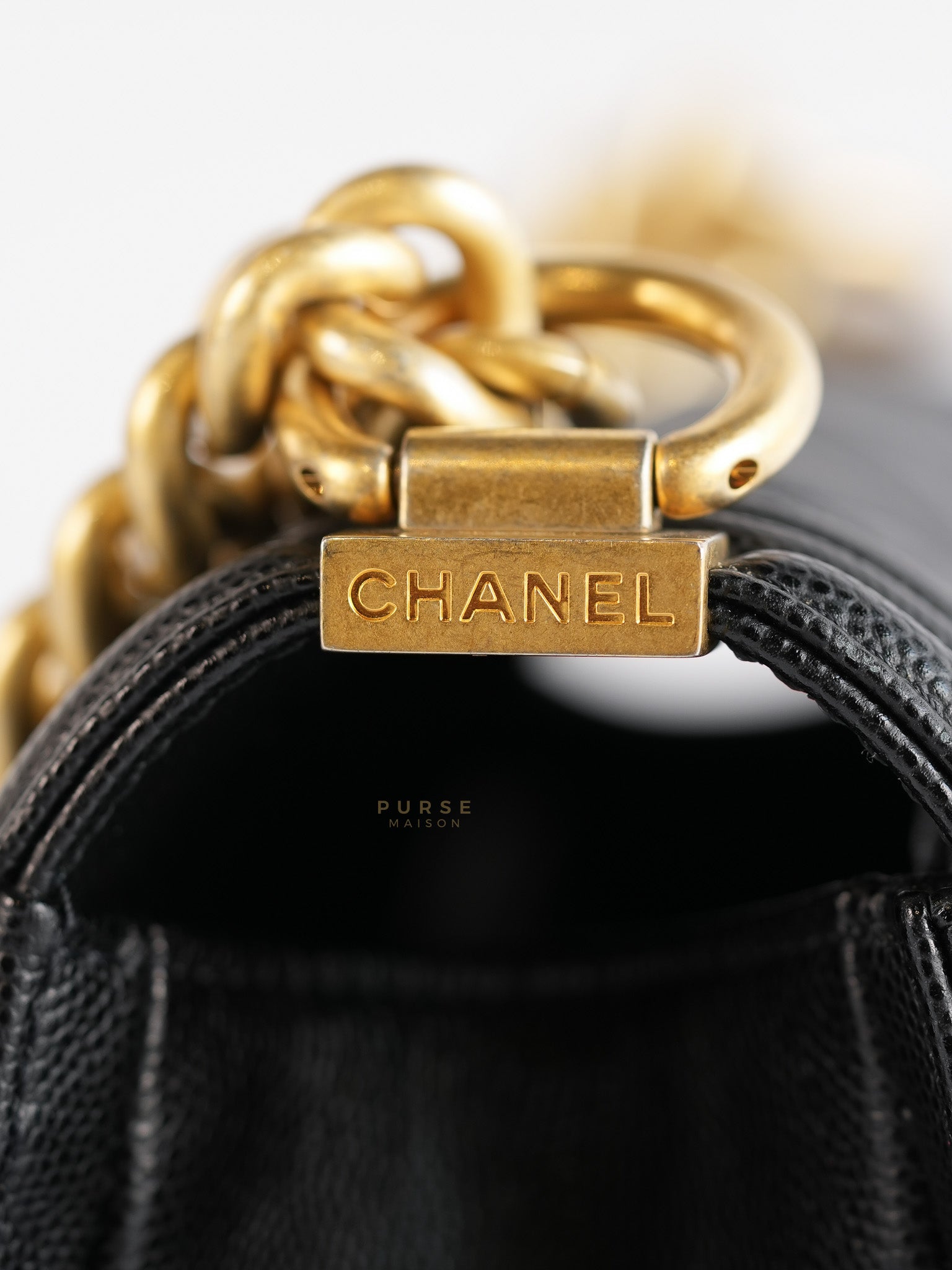 Le Boy Old Medium Quilted Caviar Leather in Aged Gold Hardware Series 30 | Purse Maison Luxury Bags Shop