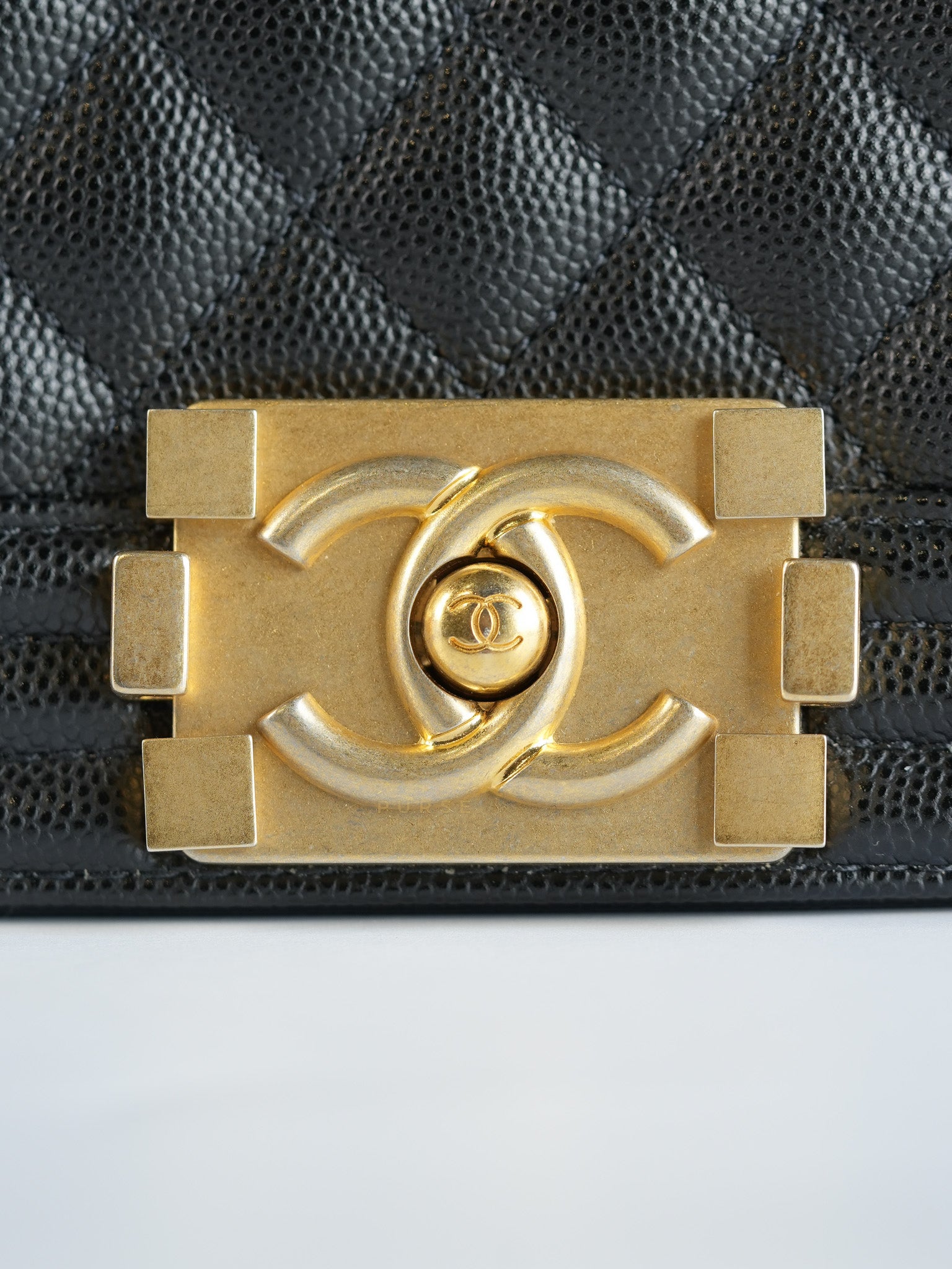 Le Boy Old Medium Quilted Caviar Leather in Aged Gold Hardware Series 30 | Purse Maison Luxury Bags Shop