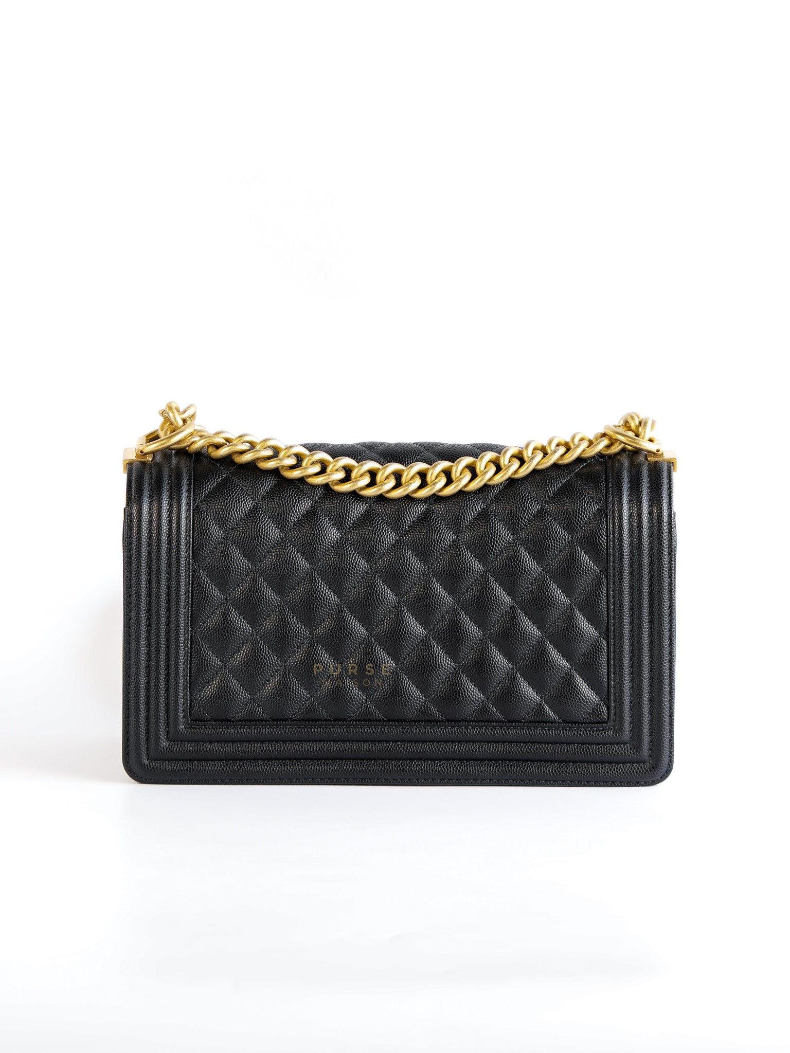 Le Boy Old Medium Quilted Caviar Leather in Aged Gold Hardware Series 30 | Purse Maison Luxury Bags Shop