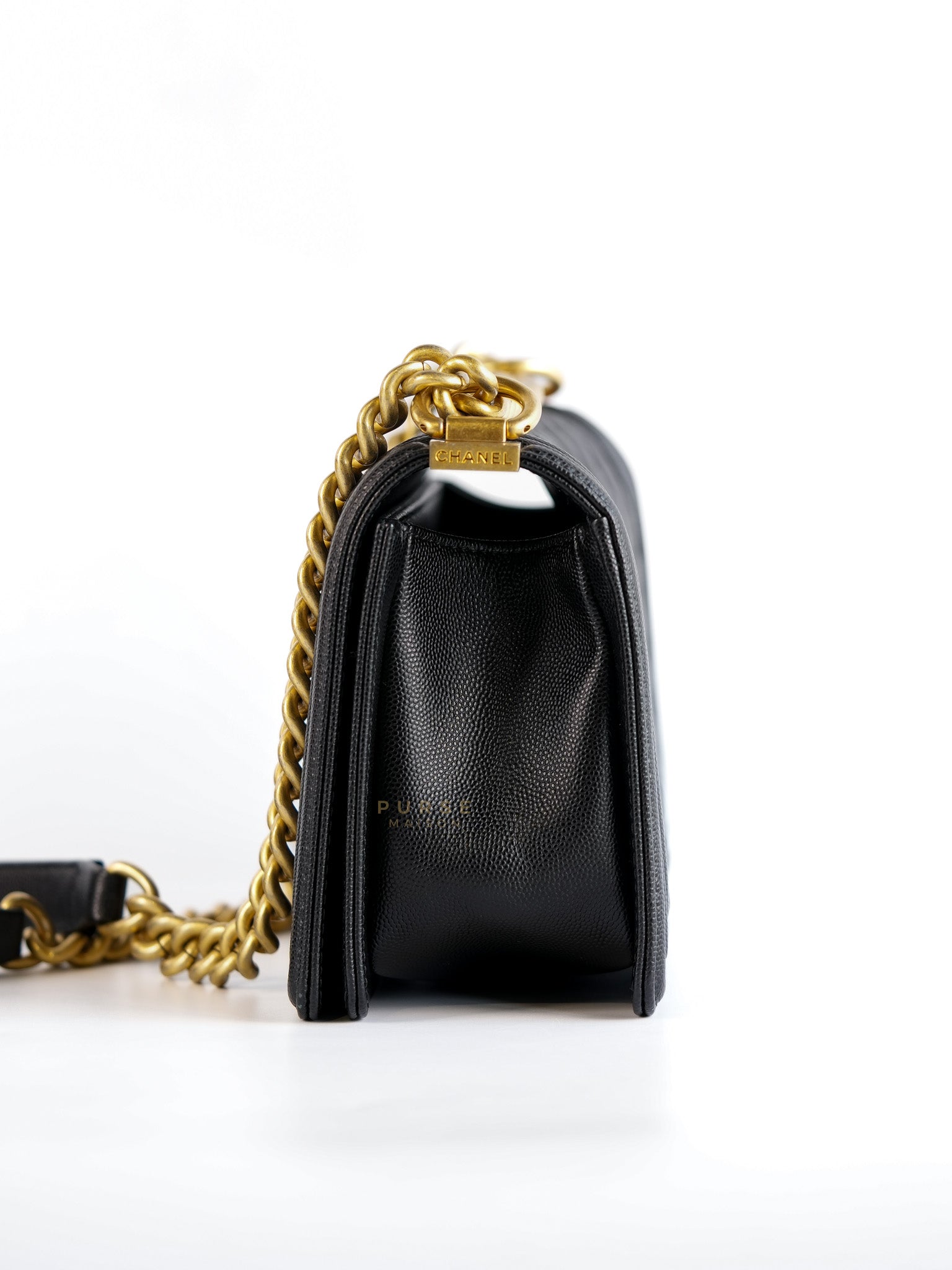 Le Boy Old Medium Quilted Caviar Leather in Aged Gold Hardware Series 30 | Purse Maison Luxury Bags Shop