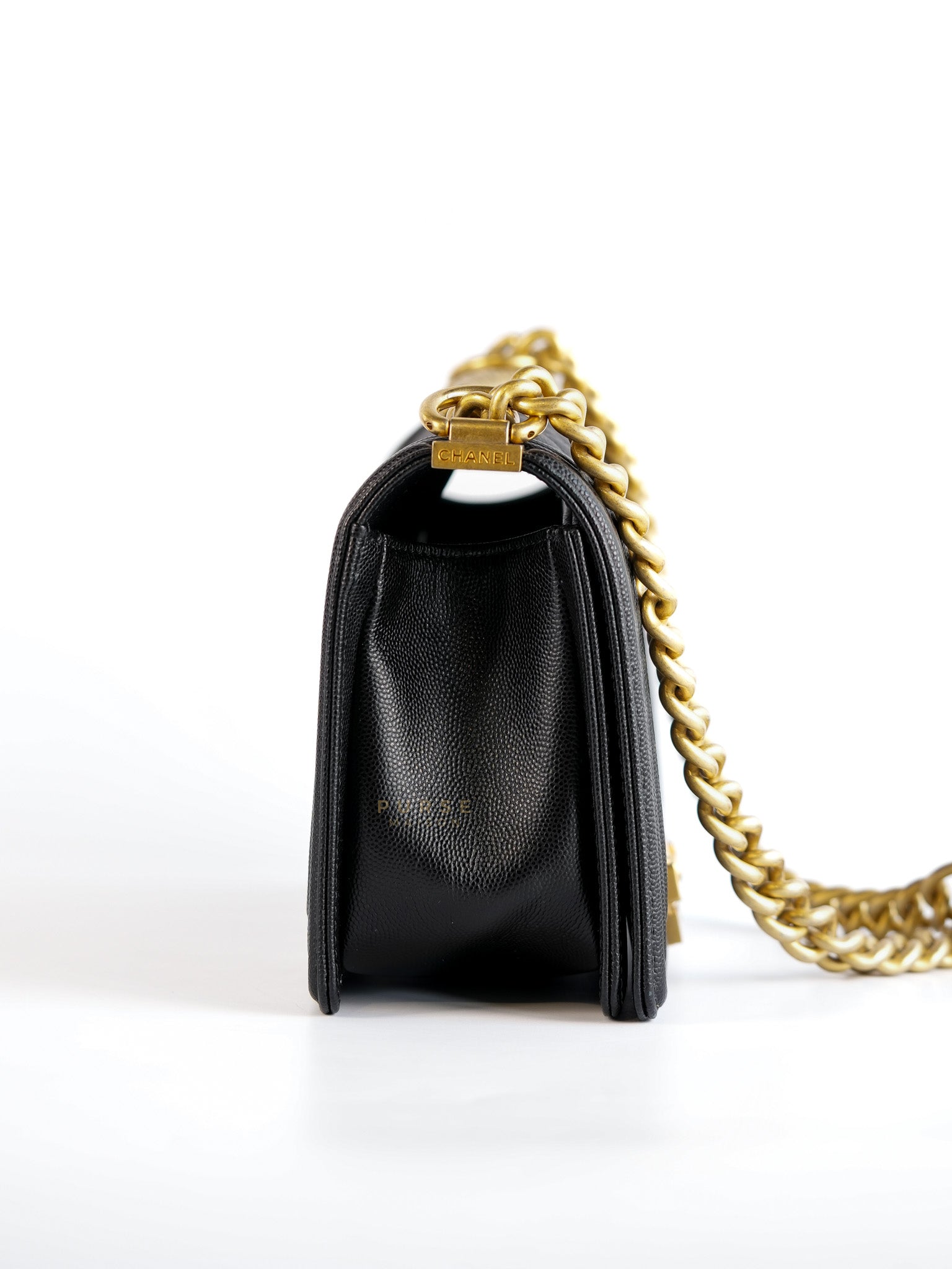 Le Boy Old Medium Quilted Caviar Leather in Aged Gold Hardware Series 30 | Purse Maison Luxury Bags Shop
