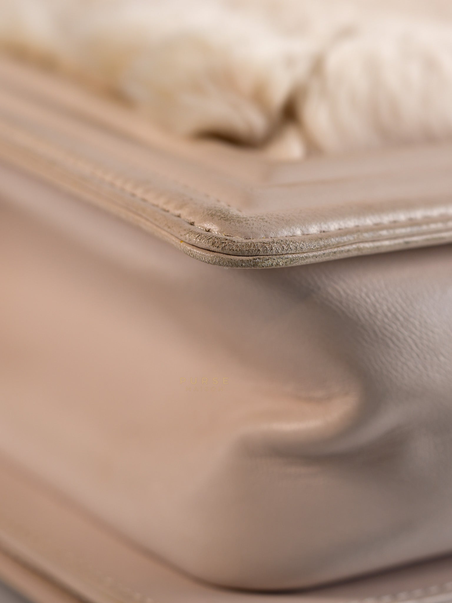 Le Boy One-Of-A-Kind Rabbit Fur White Cream Gold Hardware(Series 23) | Purse Maison Luxury Bags Shop